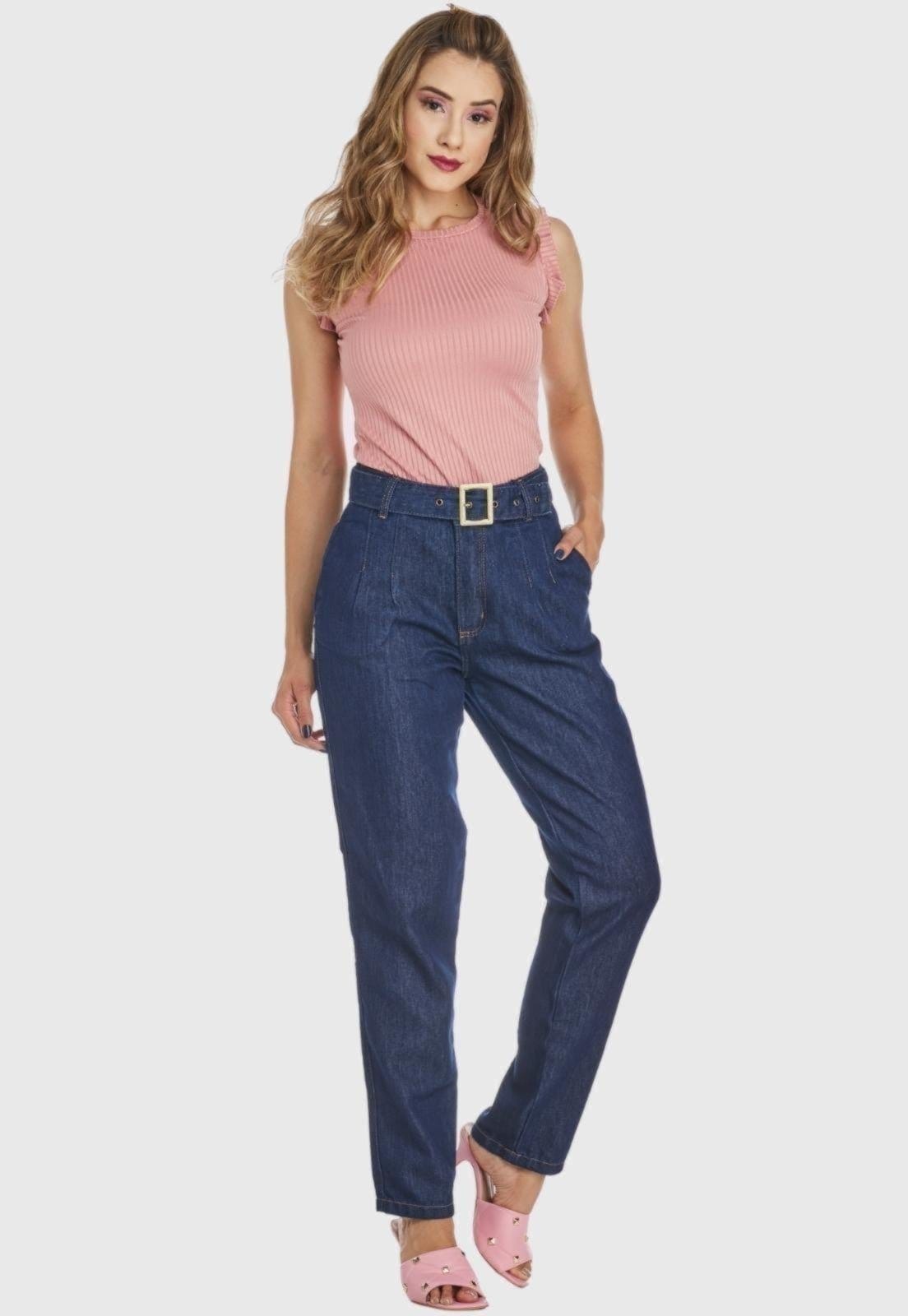 Vista 2 Calça Jeans HNO Jeans Reta Classic c/ Cinto Marinho HNO Jeans azul/azul marinho azul