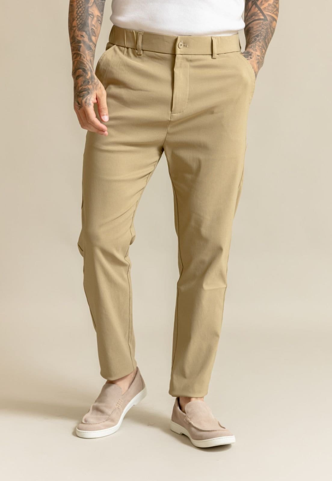 Calça Alfaiataria Masculina Social Slim Color Dialogo Camelo