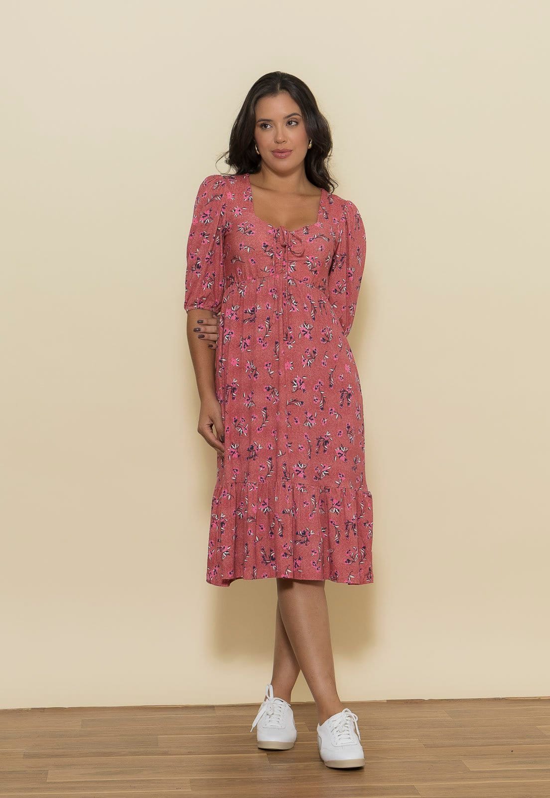 Vestido Aura Midi Catarina Floral Chic