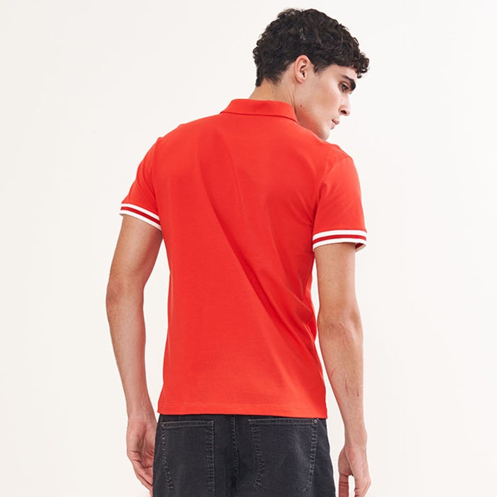Vista 2 Camisa Polo Colcci Faixas Pr26 Ife Masculino Colcci vermelho
