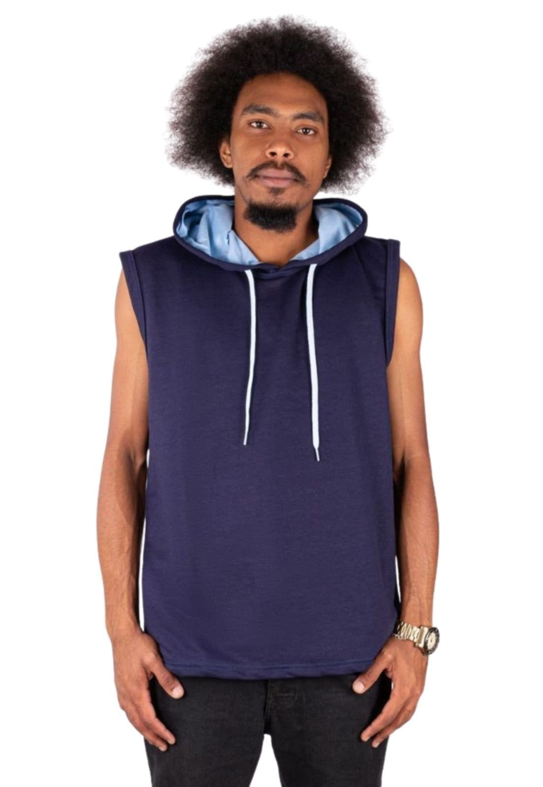 Vista principal Blusa Regata De Moletinho Lisa Masculino Relaxado azul marinho