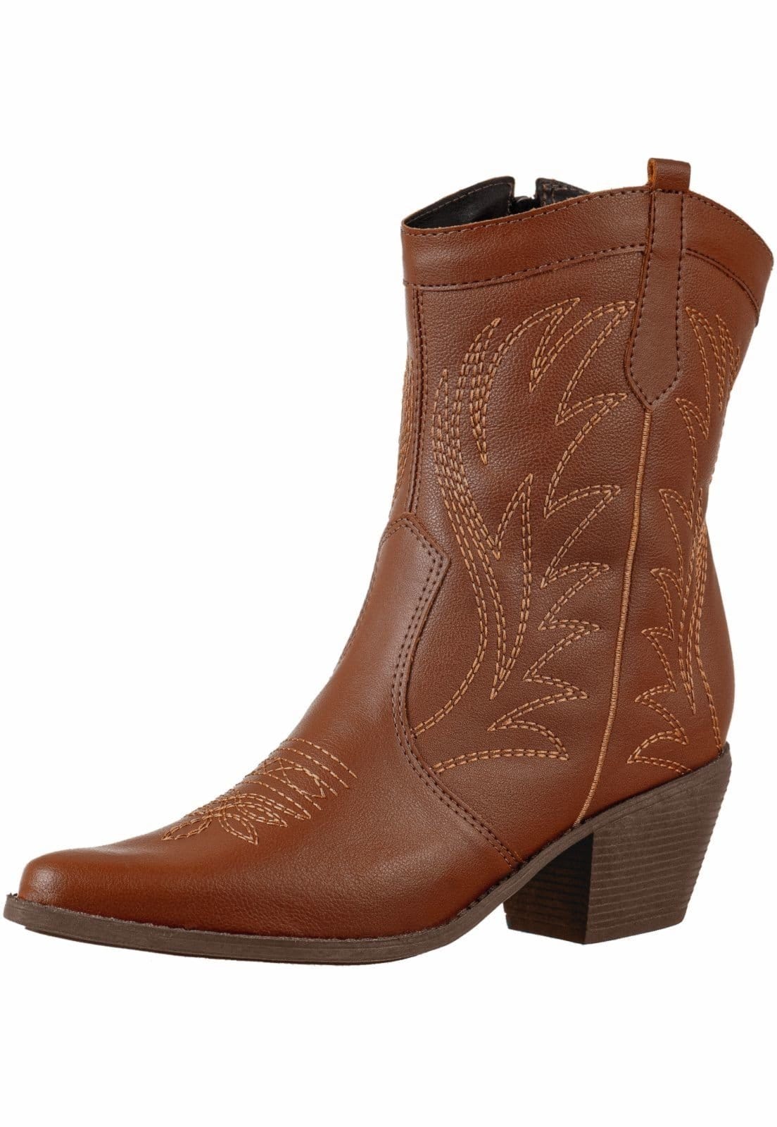 Vista principal Bota Texana Gigil Cano Curto Bordada Gigil caramelo/castanho/marrom