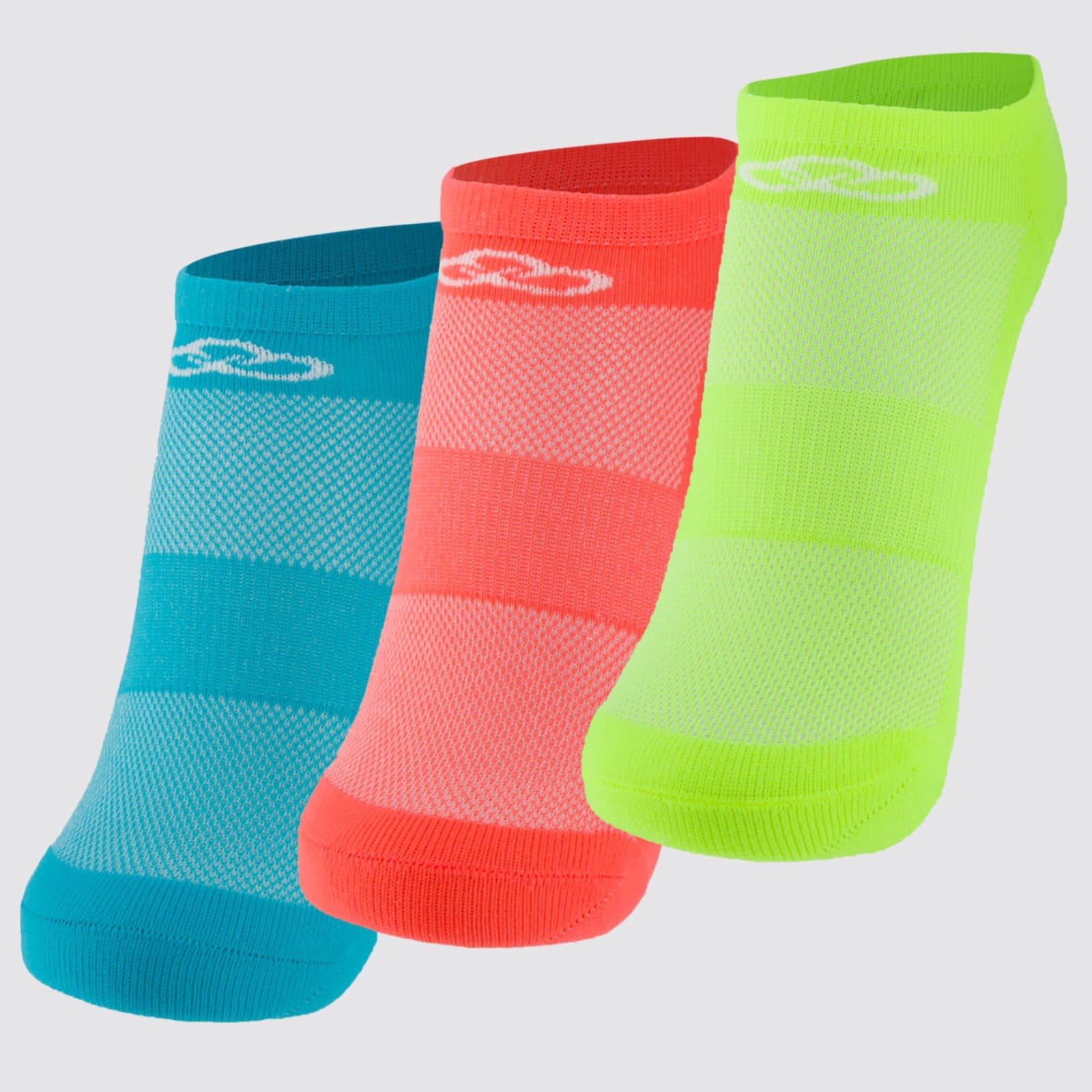 Vista principal Kit 3 Meias Olympikus Cano Invisível Feminino Neon OLYMPIKUS verde neon