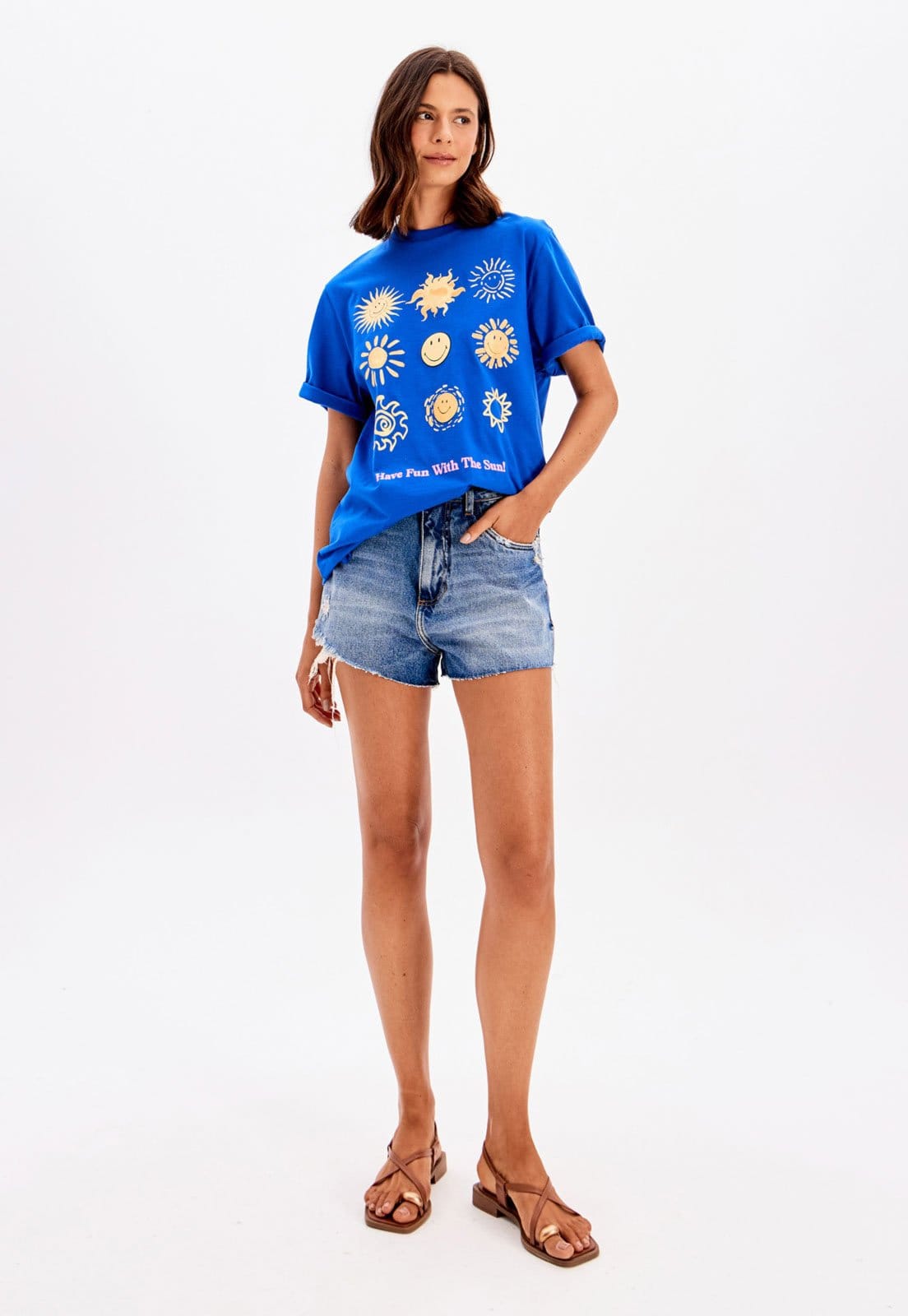 Vista 2 Camiseta My Favorite Oversized Alongada My Favorite azul