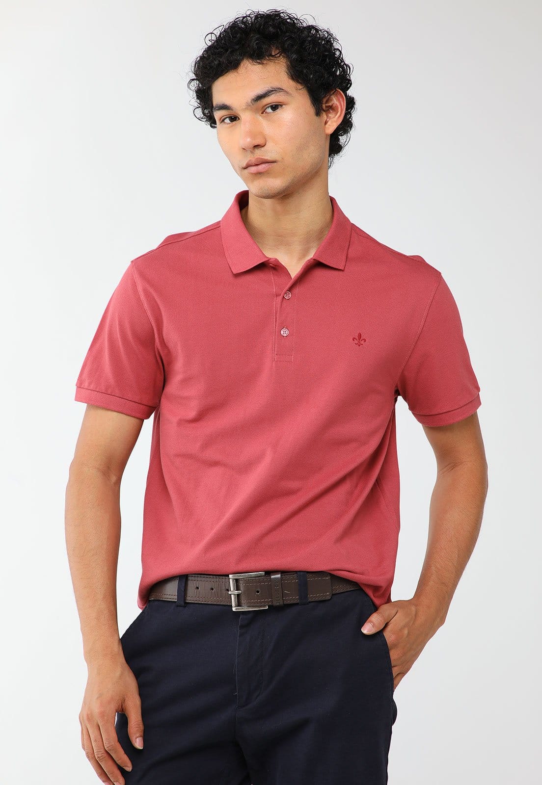 Vista principal Camisa Polo Masculina Dudalina Clássica Dudalina rosa