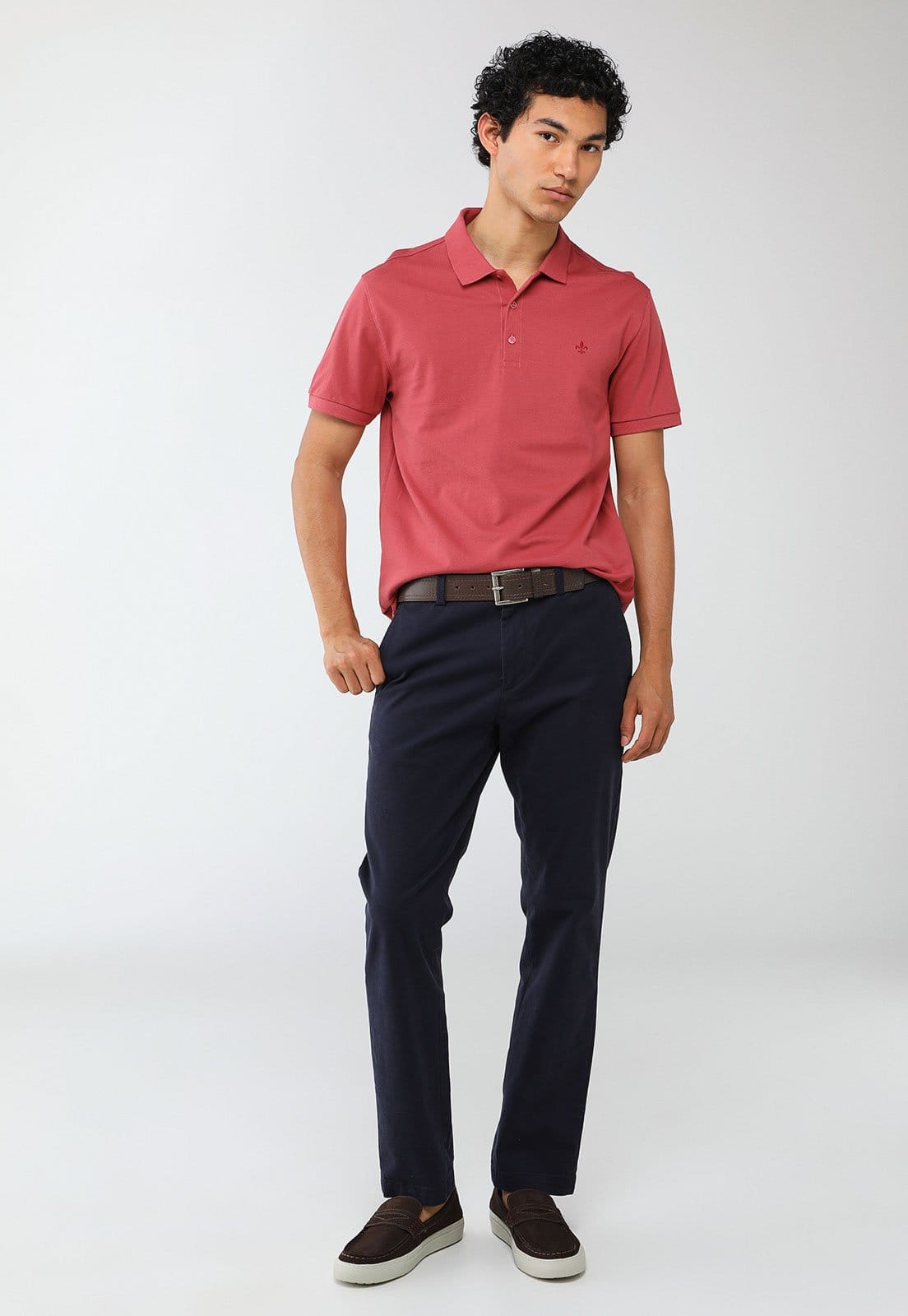 Vista 2 Camisa Polo Masculina Dudalina Clássica Dudalina rosa