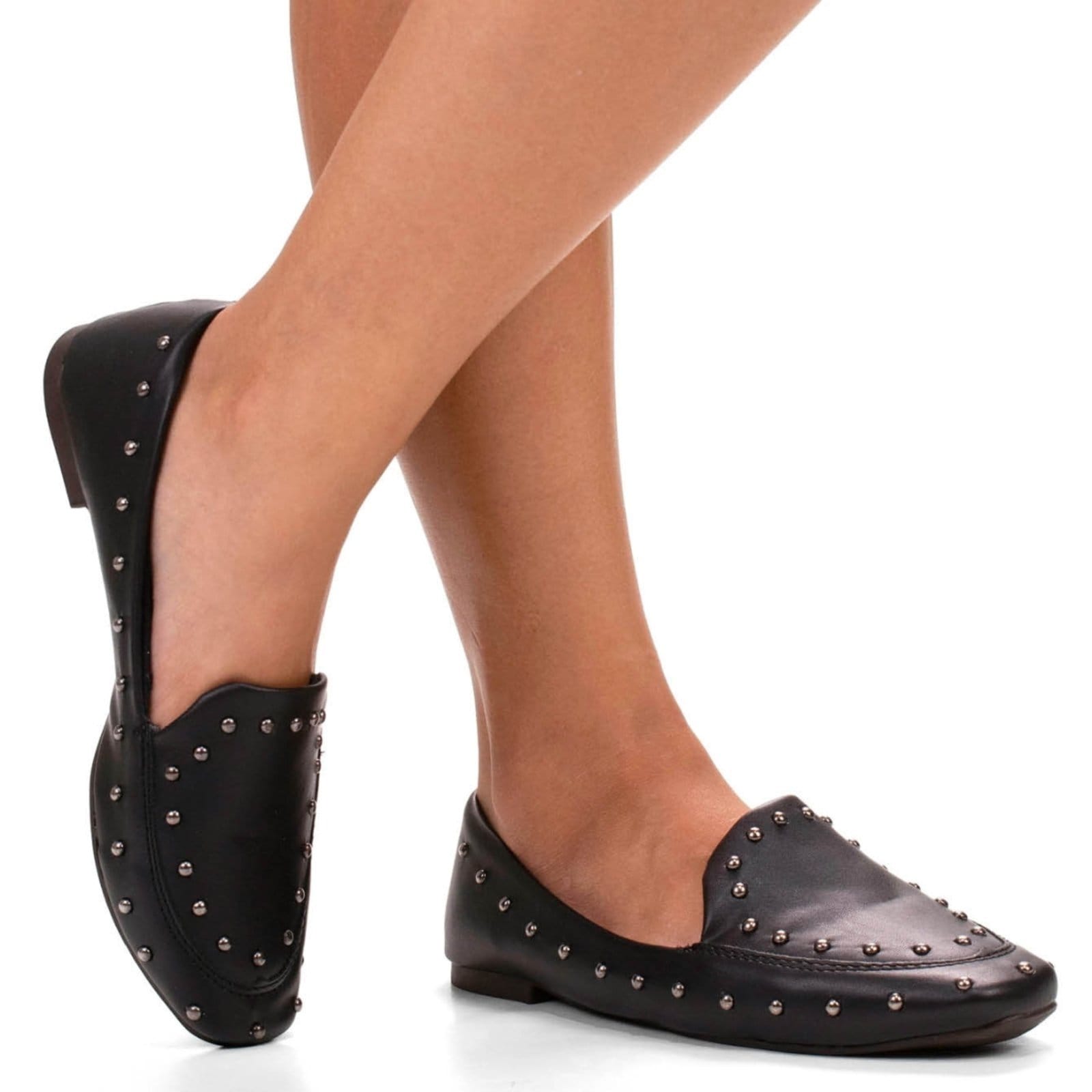 Vista 2 Sapato Feminino Sapatilha Bico redondo confortável macio Napa ZATURE STORES preto