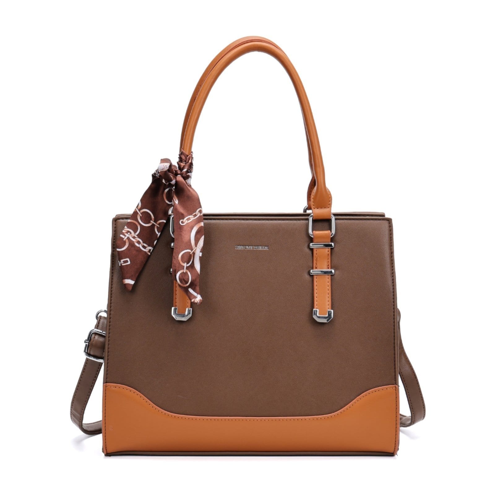 Vista principal Bolsa De Ombro Couro Social Media Alça Transversal Moderna - Café Pinneri rosa