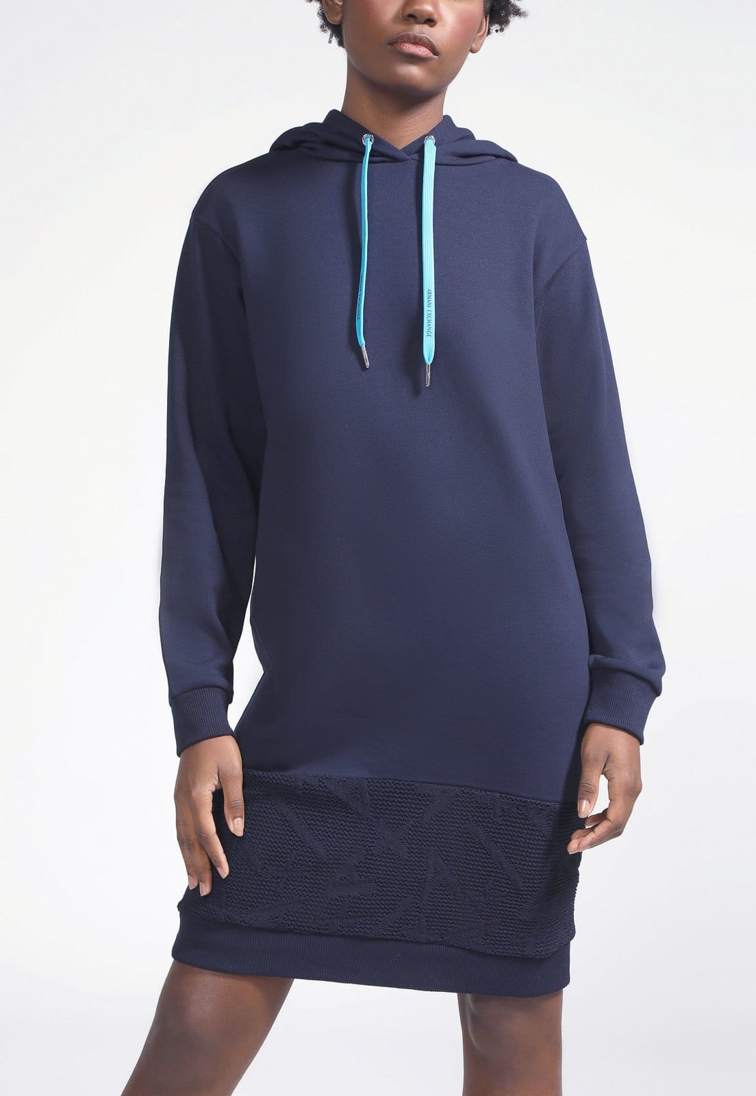 Vista principal Vestido de Moletom AX ARMANI EXCHANGE Curto Capuz Azul-Marinho AX ARMANI EXCHANGE azul marinho