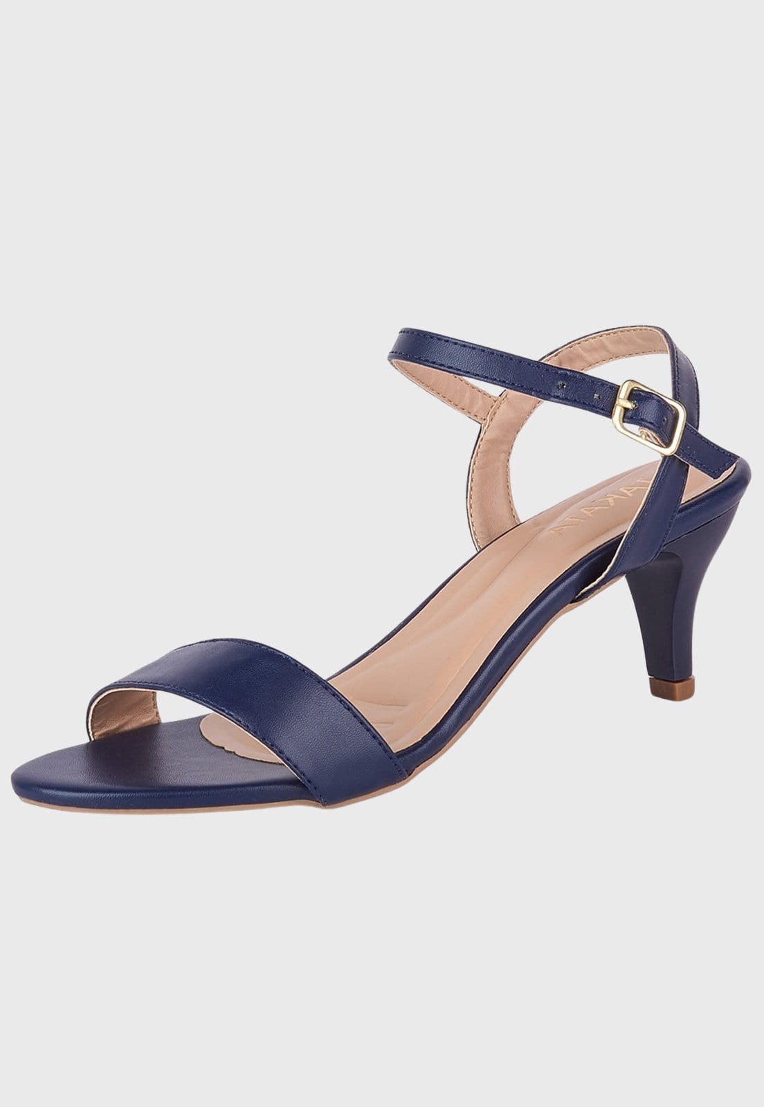 Vista principal Sandália Feminina Takata Salto Baixo Fino Médio Lisa Tiras Clássica TAKATA BY RAFAEL TAKATA azul marinho