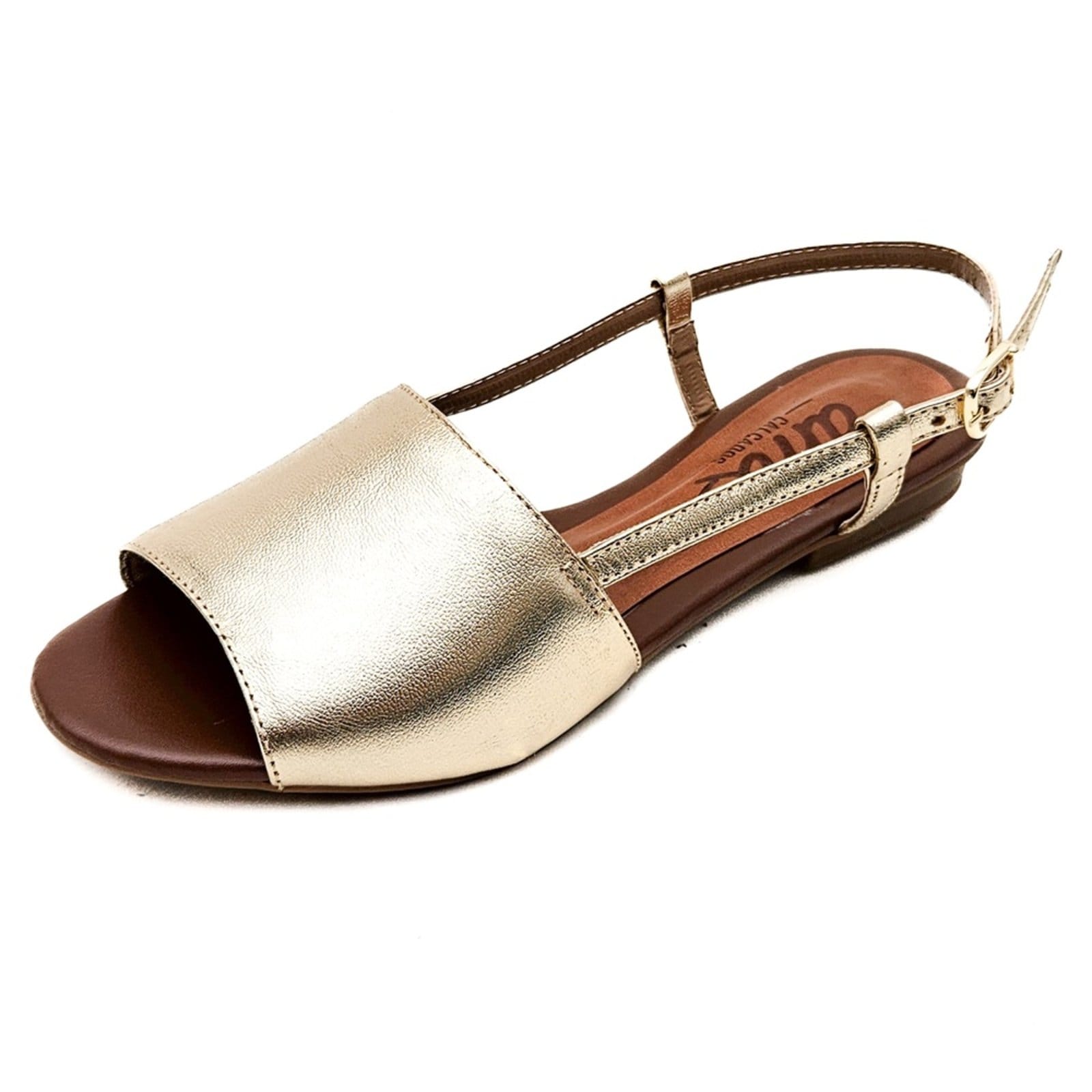 Vista principal Sandália Rasteira em Couro Amo Calçados Mimi Dourada Amo Calçados dourado