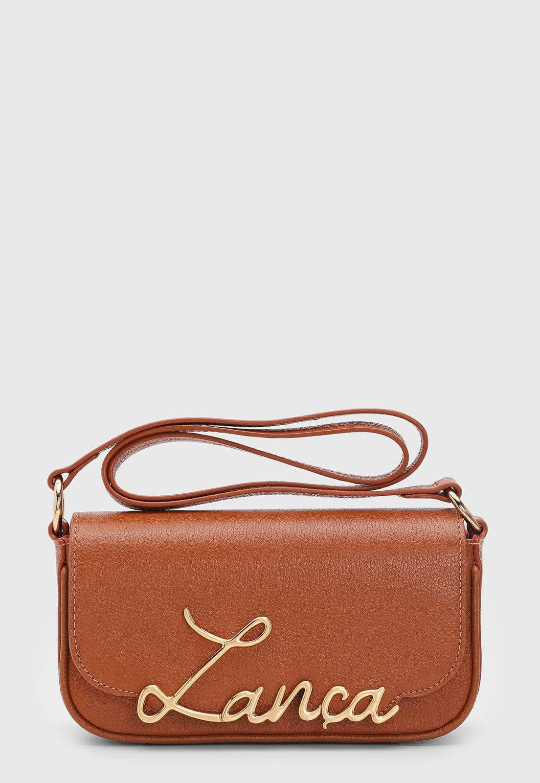 Vista principal Bolsa Feminina Lança Perfume Logo Metalizado Lança Perfume caramelo