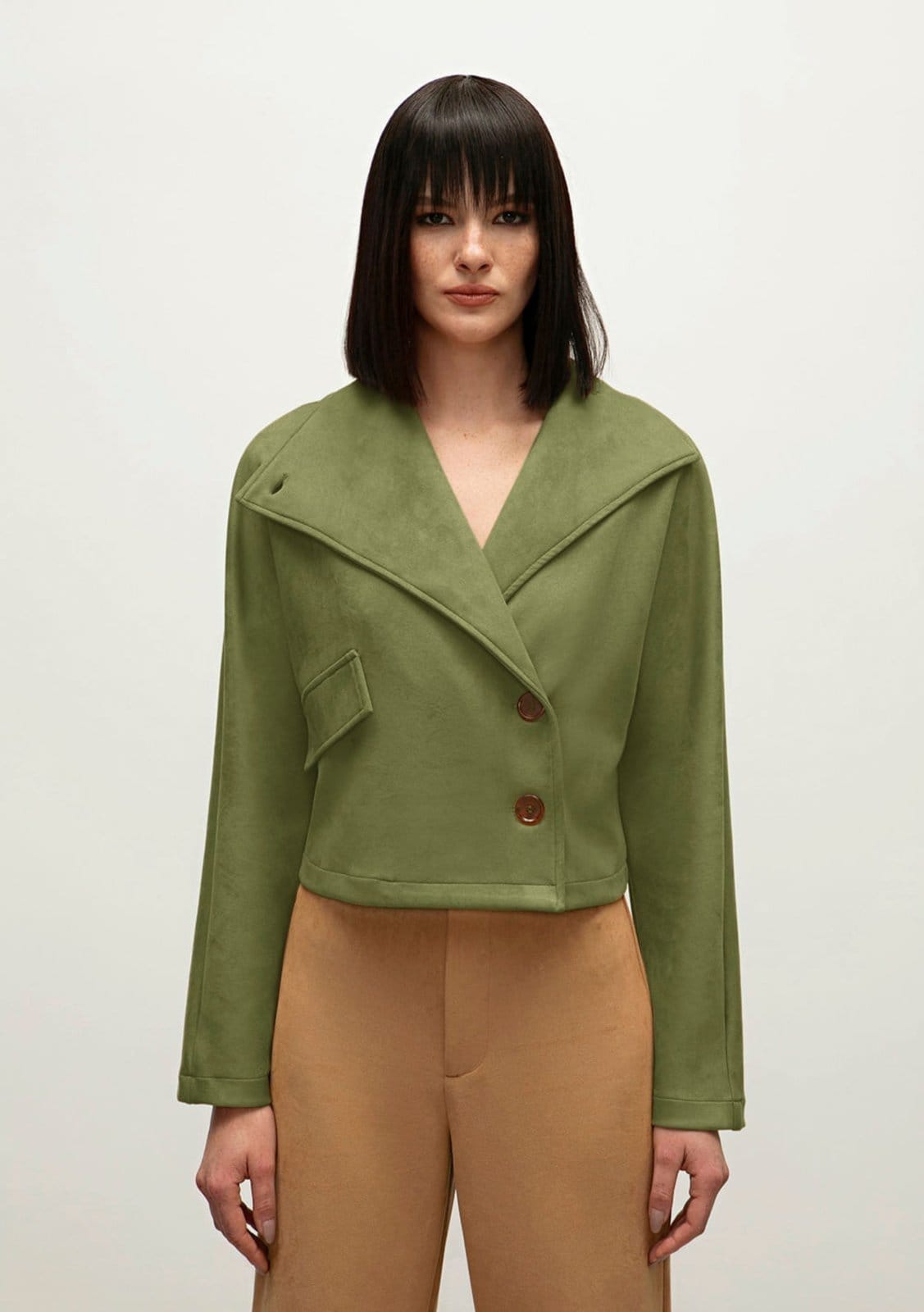 Vista 2 Jaqueta Iódice Reta Com Botão IÓDICE verde