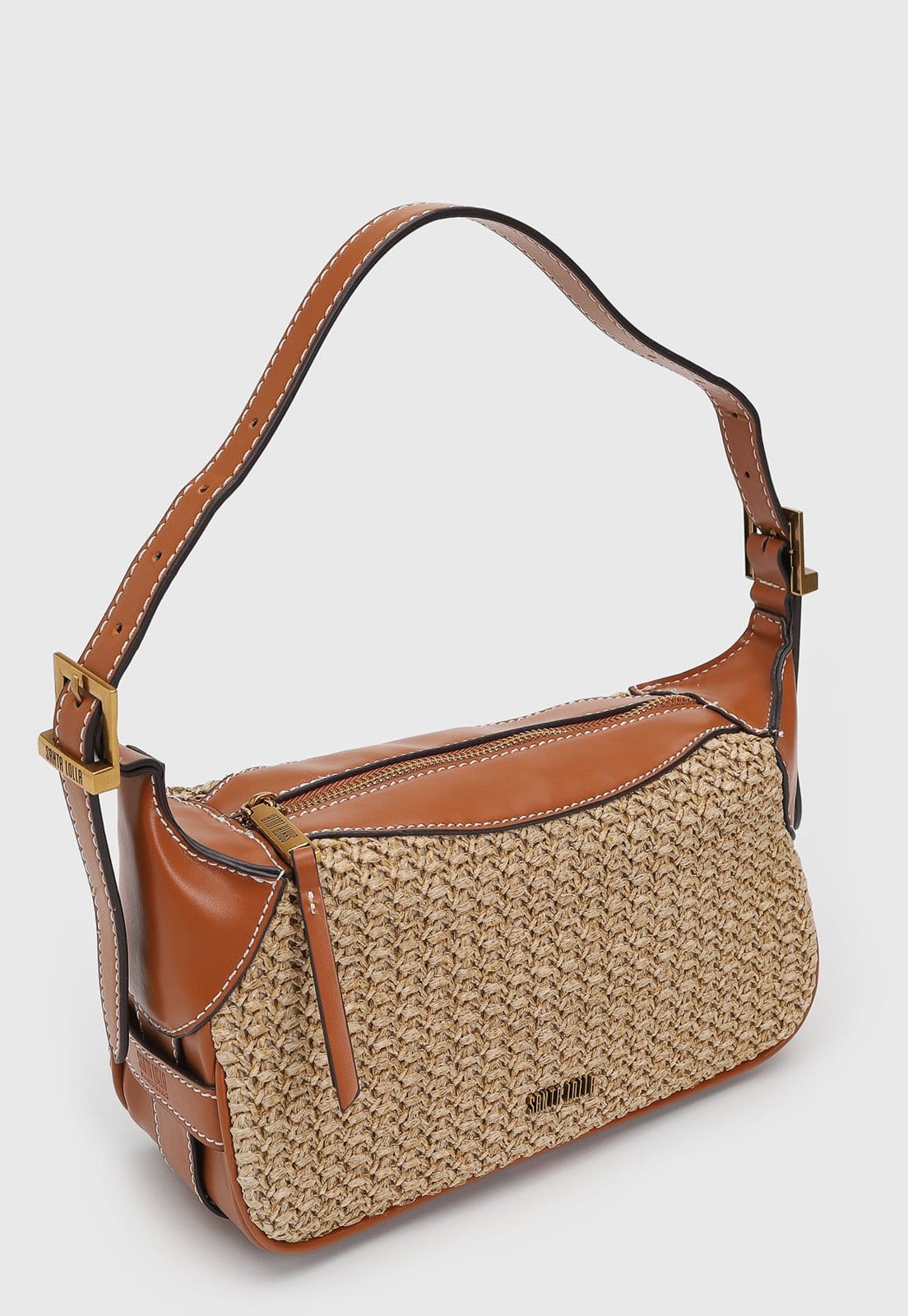 Vista 2 Bolsa Feminina Santa Lolla Textura Tramado Santa Lolla caramelo