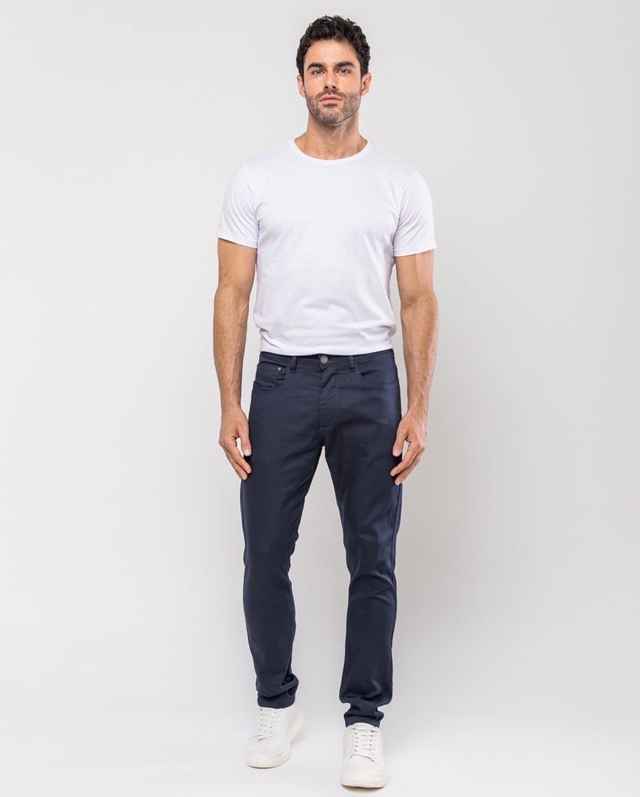 Calça Sarja Slim Fit Masculina Básica 21571 Marinho