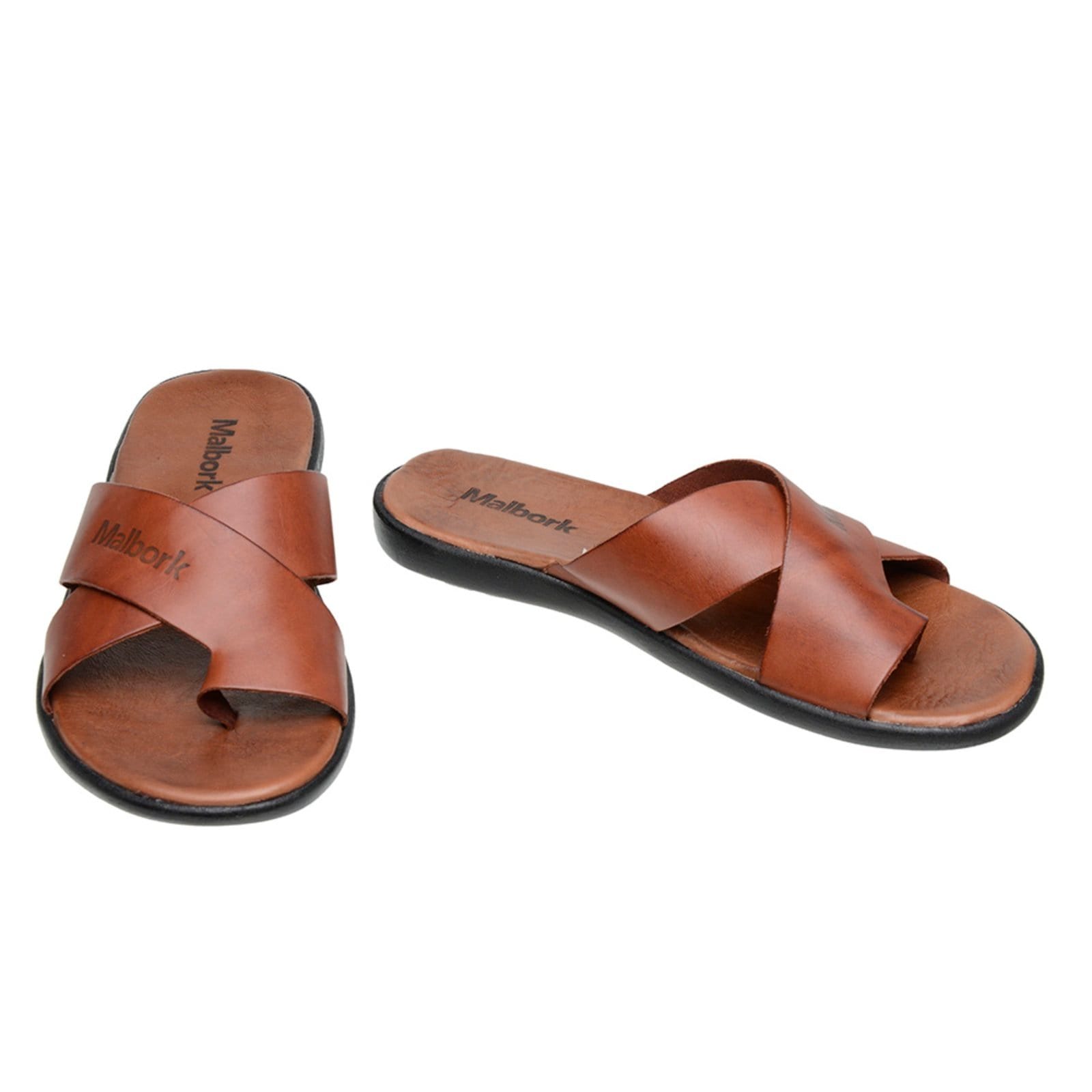 Vista 2 Chinelo De Dedo Malbork Couro Pinhão Palmilha De Couro 460PN Malbork marrom