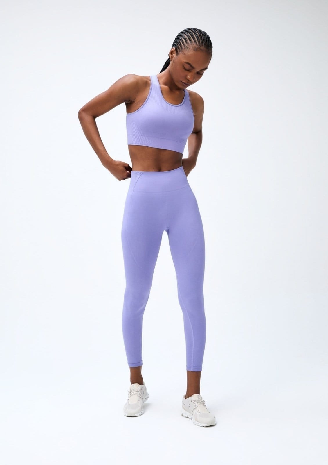 Vista principal Calça Legging Esportiva Canelada Sem Costura Hering HERING SPORTS lilás