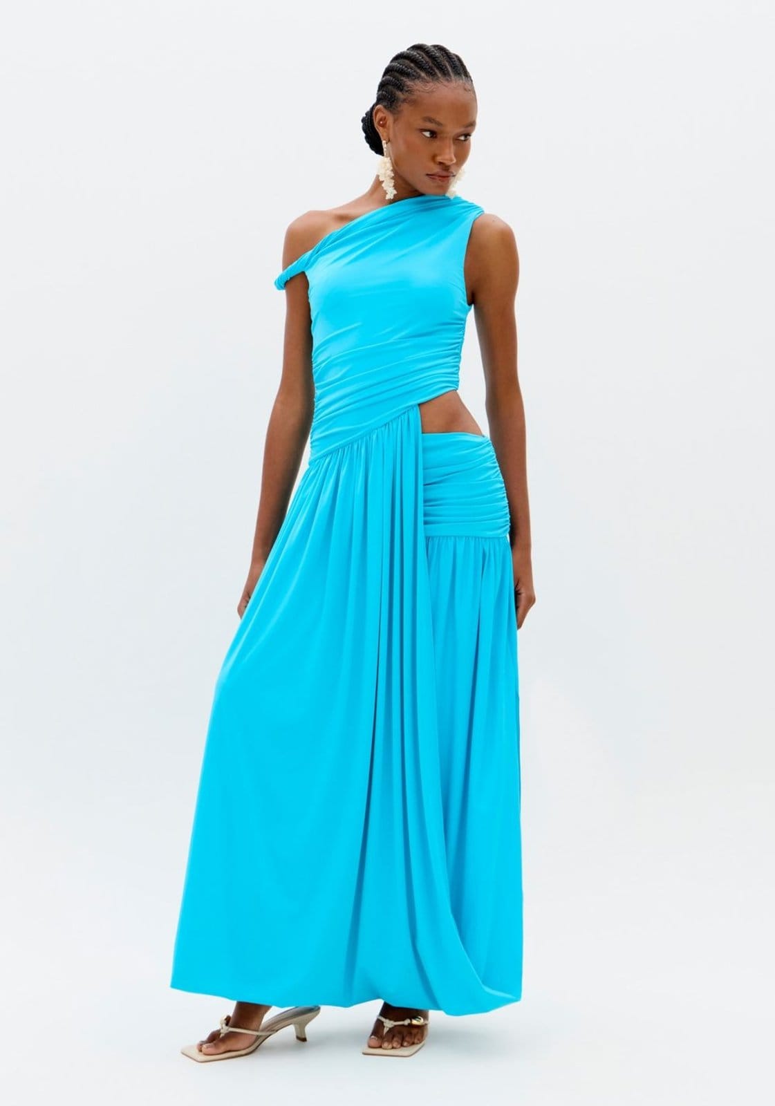 Vestido Ombro Único Com Torção