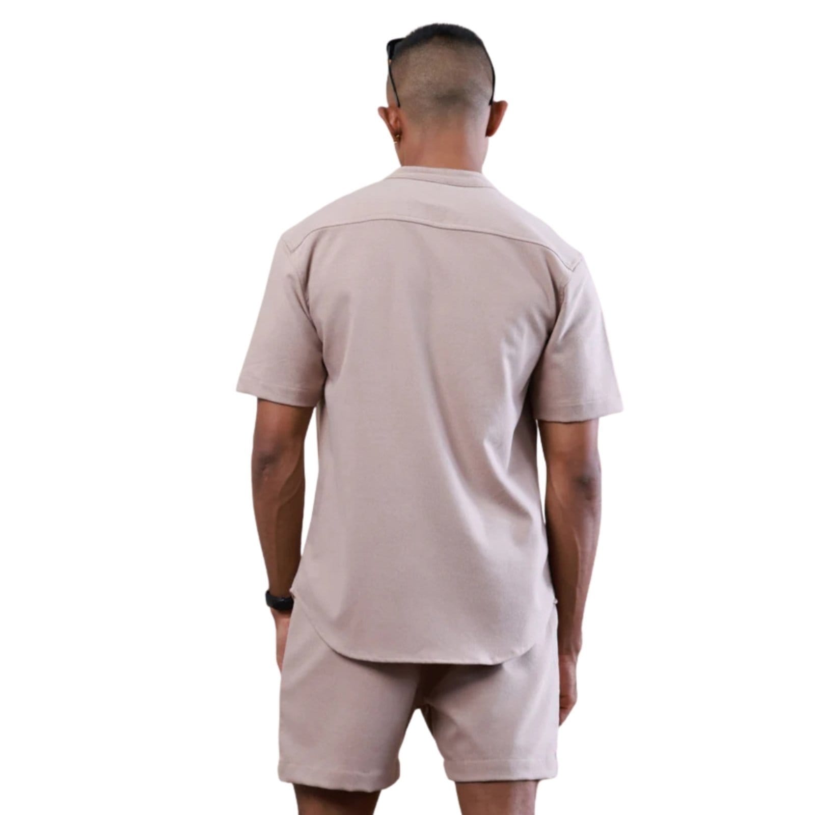 Vista 2 Conjunto Camiseta Linho e Short Linho Premium Bermuda Masculina Moda Praia Luxo Relaxado multicolorido