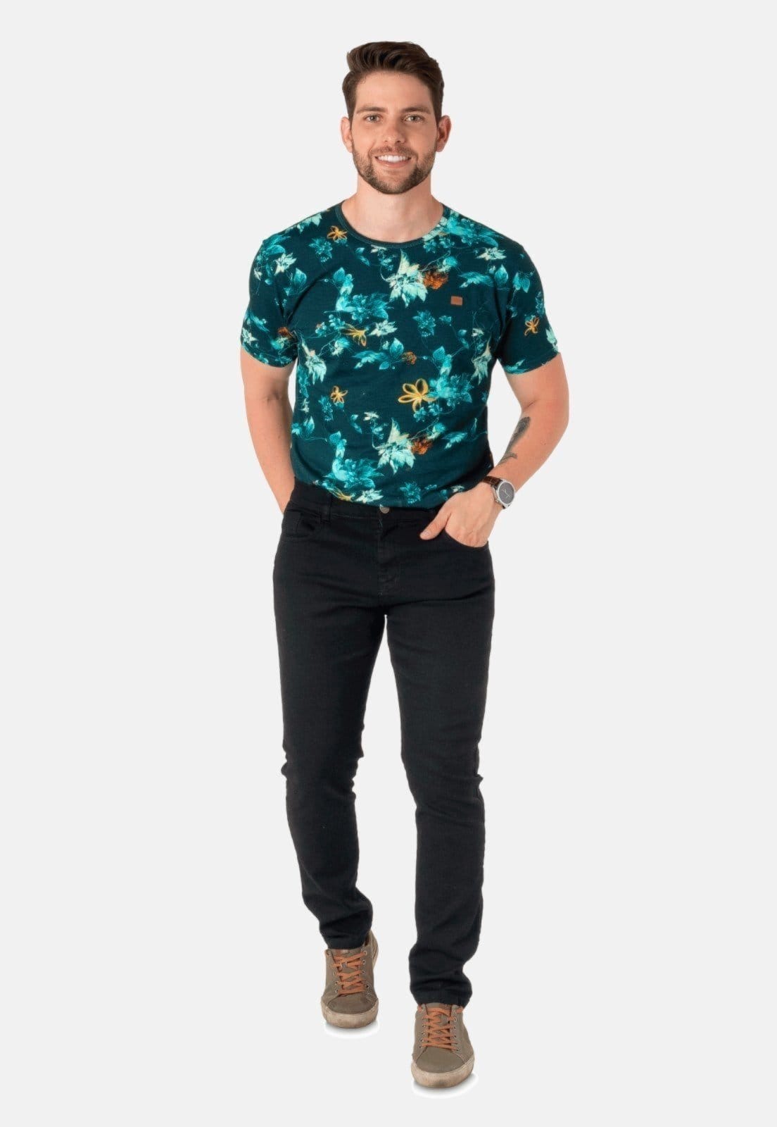 Vista 2 Calça Jeans Tradicional Elastano Preta BOEN JEANS preto