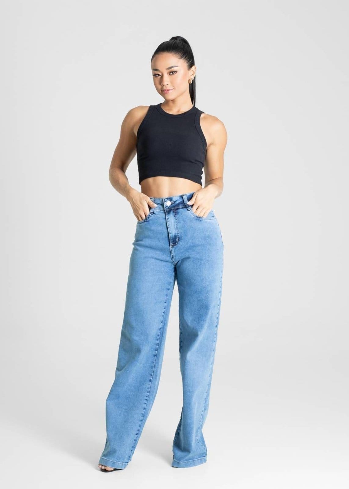 Vista 2 Calça Jeans Sawary Wide Leg - 281033 Sawary azul