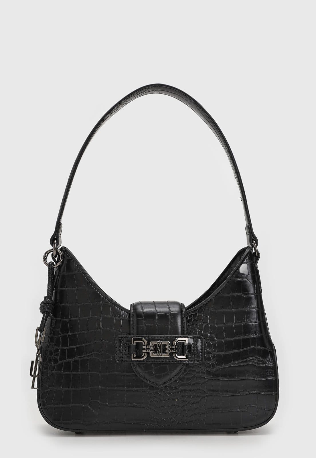 Bolsa Tiracolo Santa Lolla Logo Metalizado Preta