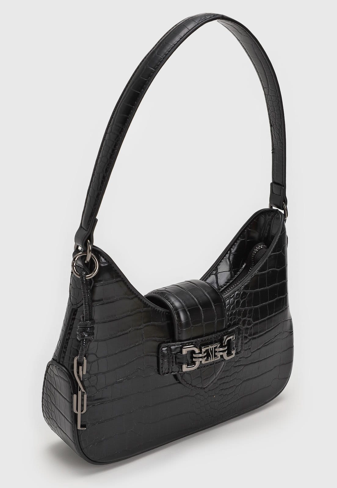 Vista 2 Bolsa Tiracolo Santa Lolla Logo Metalizado Preta Santa Lolla preto