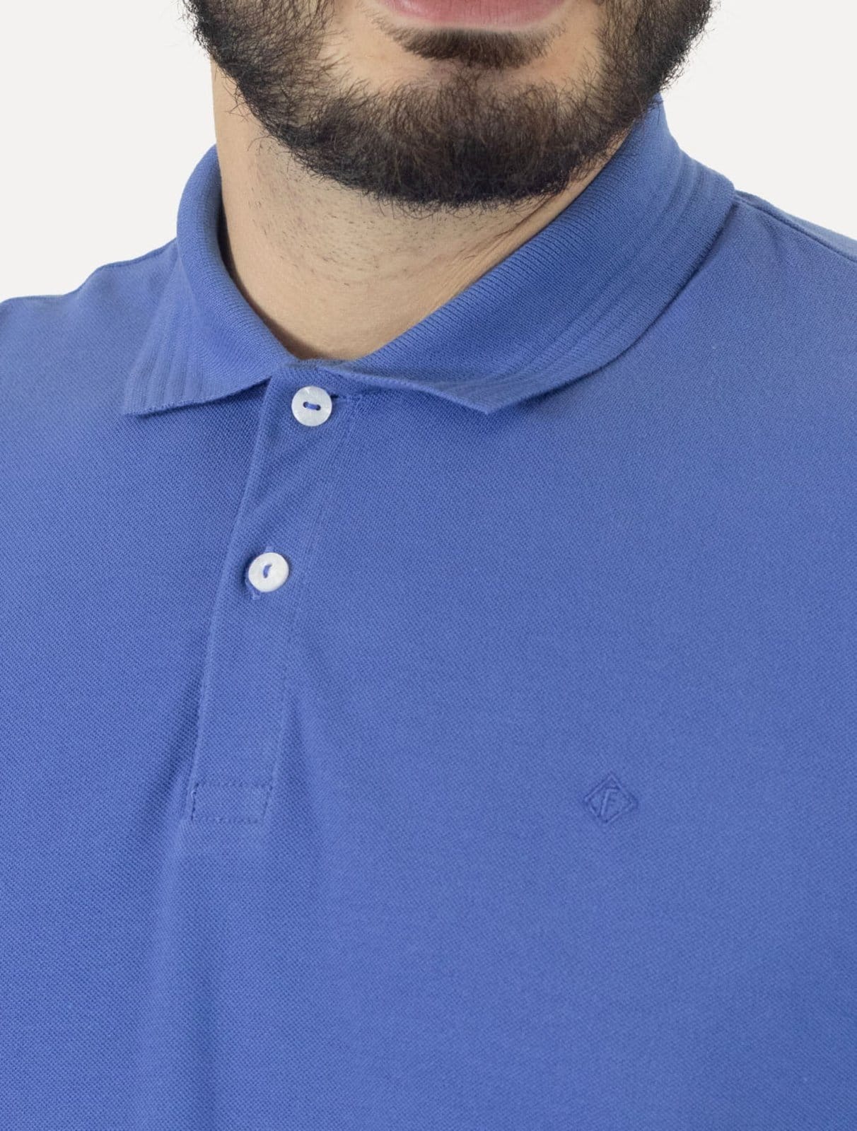 Vista 2 Polo Forum Masculina Piquet Wave Collar Médio Forum azul