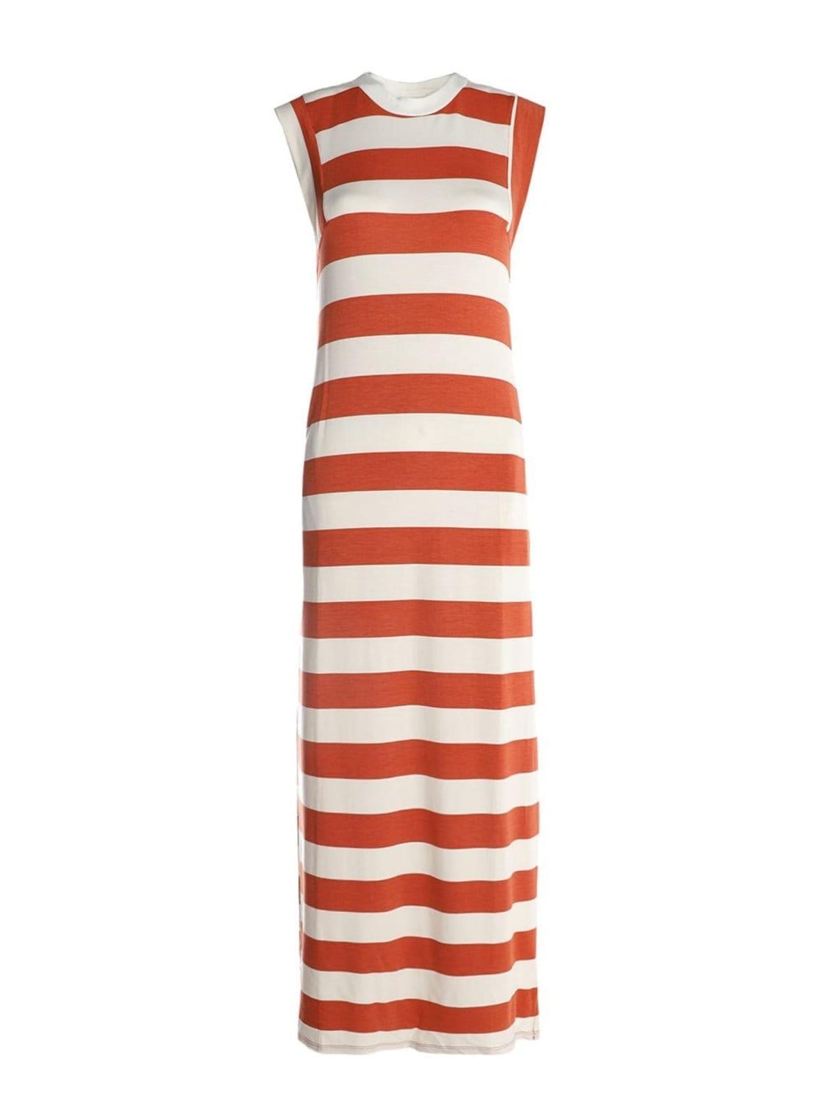 Vestido Moletinho Listrado Autentique Feminino COBRE/COBRE/OFF WHITE