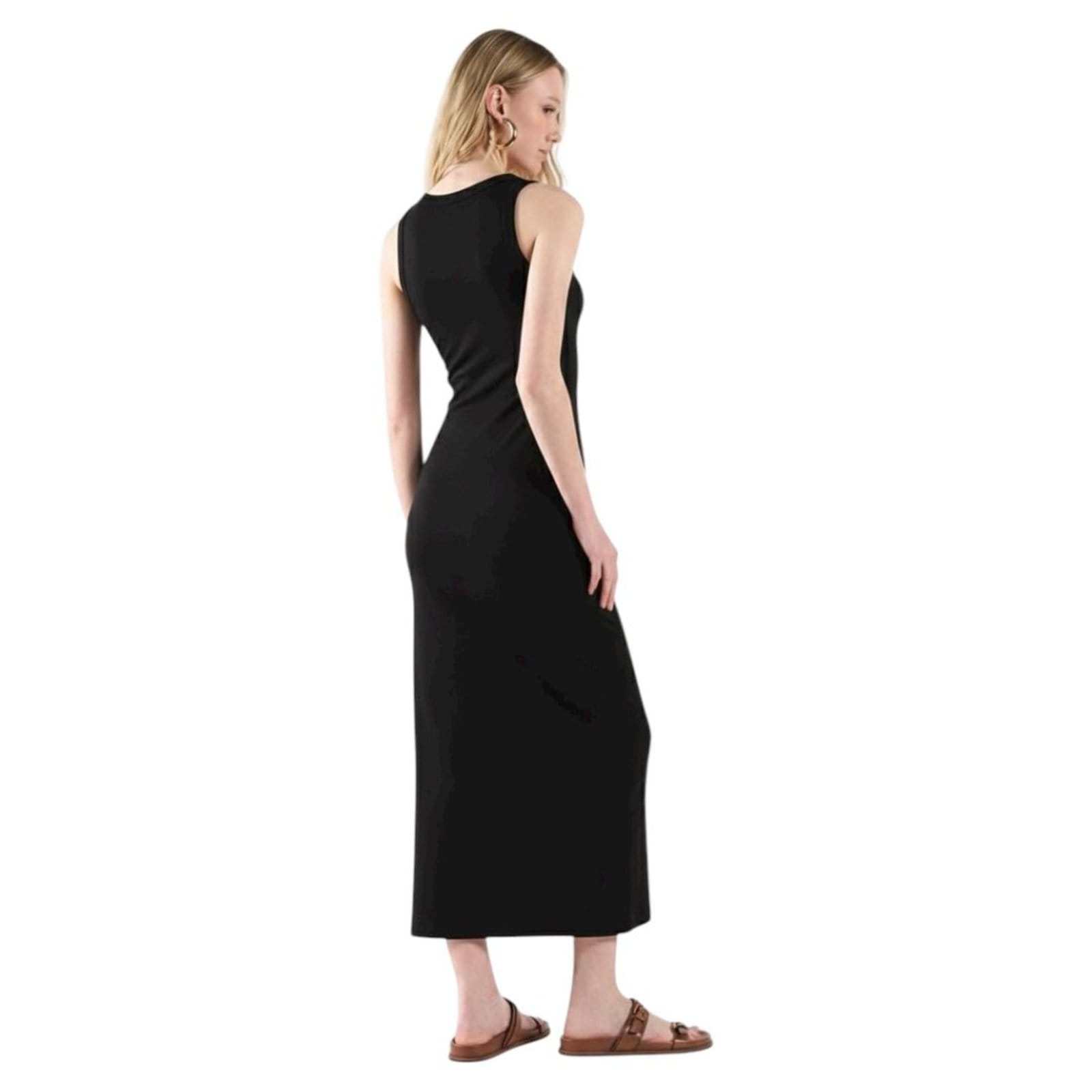 Vista 2 Vestido Midi Small Com Fenda E Bordado Colcci CLC Colcci CLC preto