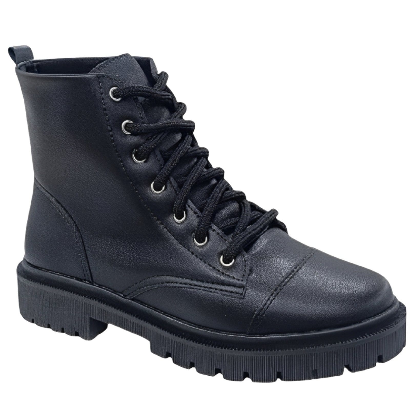 Vista 2 Bota Coturno Tratorado Sola Baixa Bloco Liso Preto Santa Rosa preto rosa