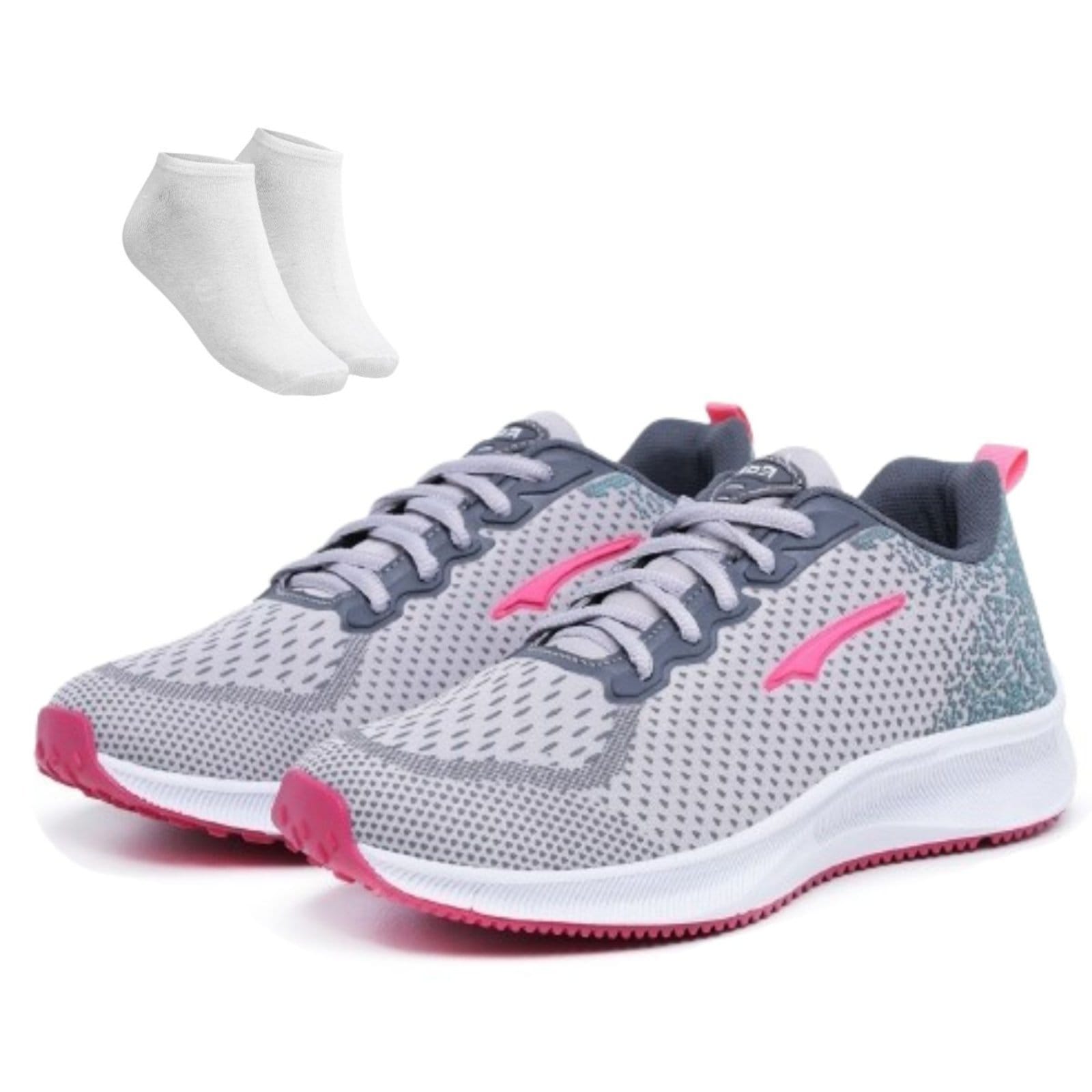 Kit Tênis Casual Feminino Esportico Leve Super Macio Ortopédico Pink + Meia