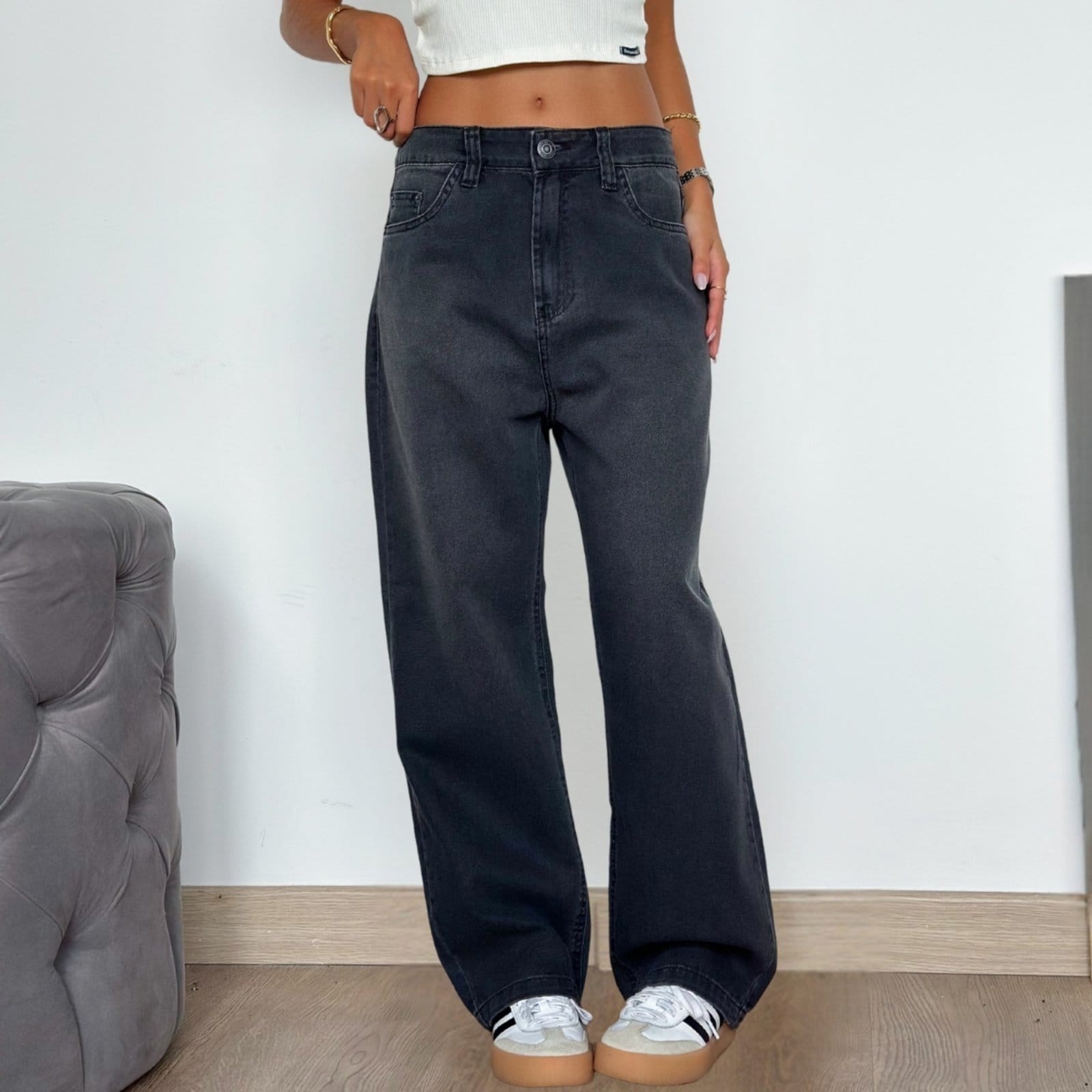 Vista principal Calça Jeans Boyfriend Barra Normal Feminino Revanche Botuverá Revanche unico