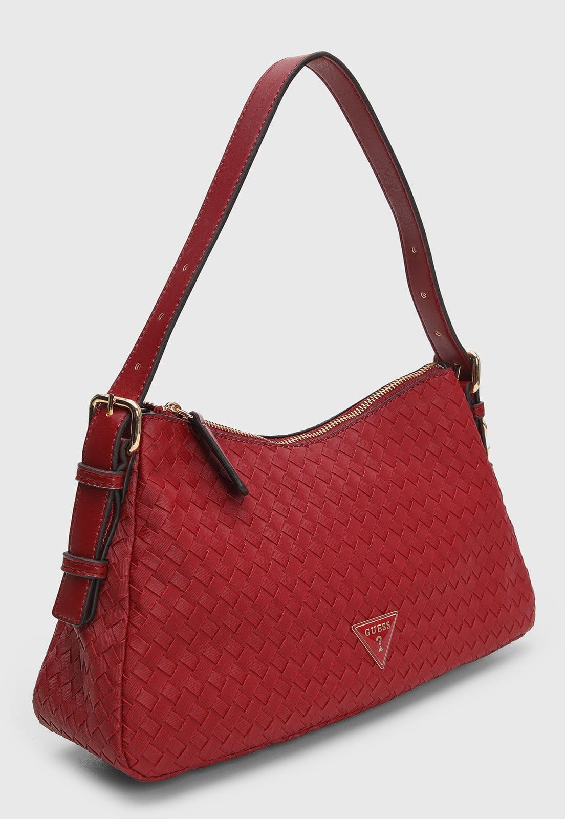 Vista 2 Bolsa Grande Feminina Guess Textura Trançada Vermelha Guess vermelho