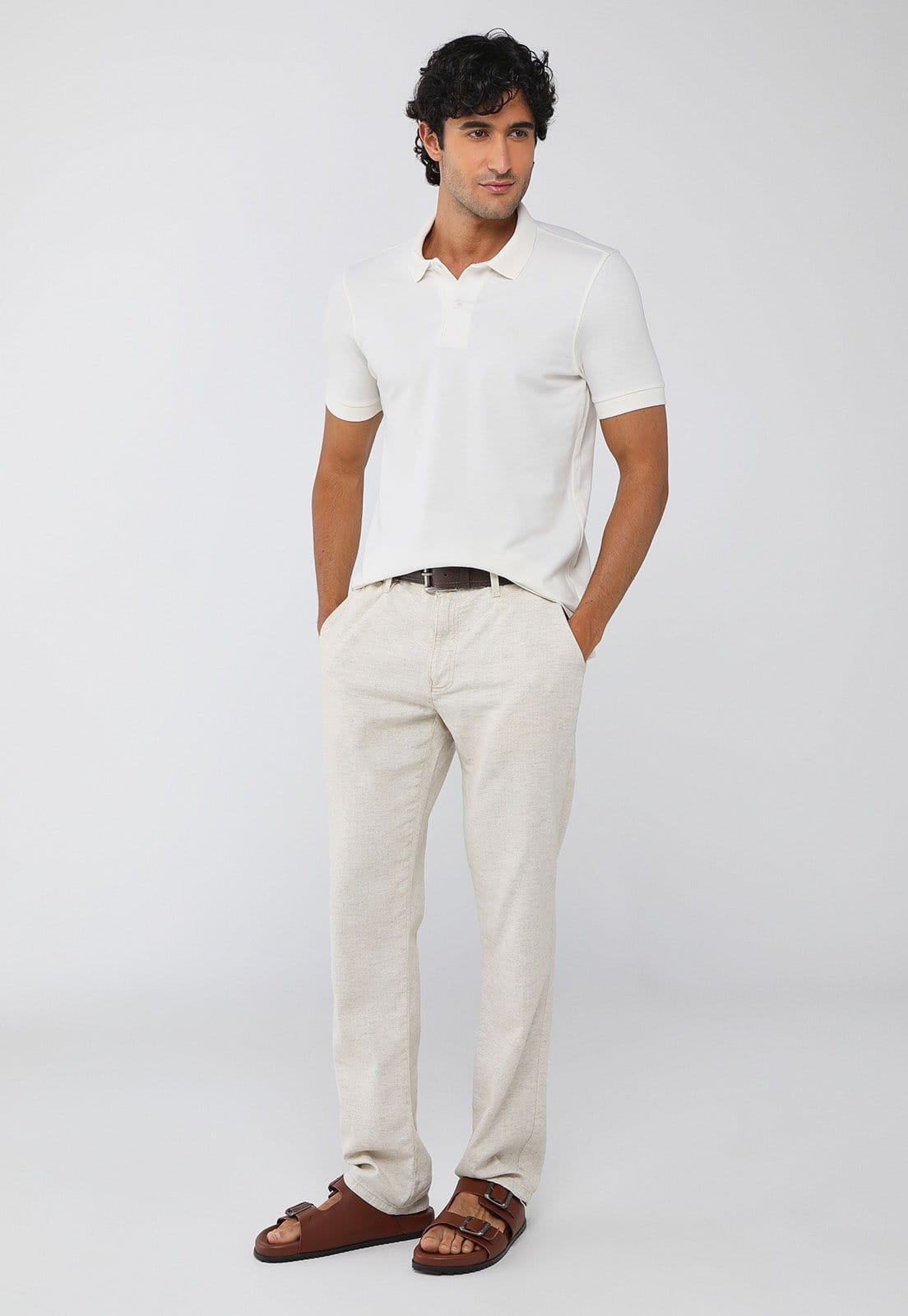 Vista 2 Polo Masculina Aeropostale Piquet Off-White Aeropostale off-white white