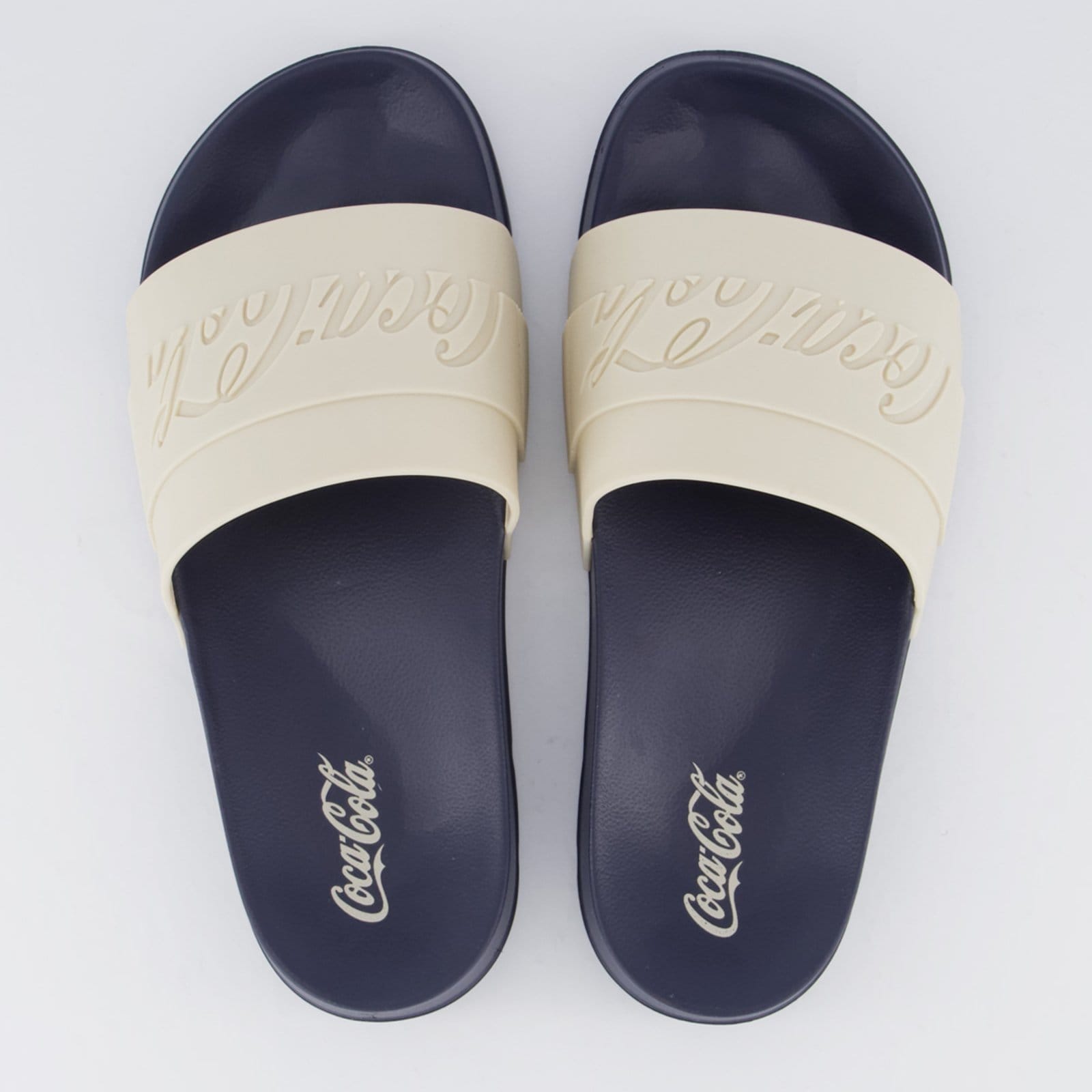 Chinelo Coca Cola Injetado Slide Elevate Marinho e Bege