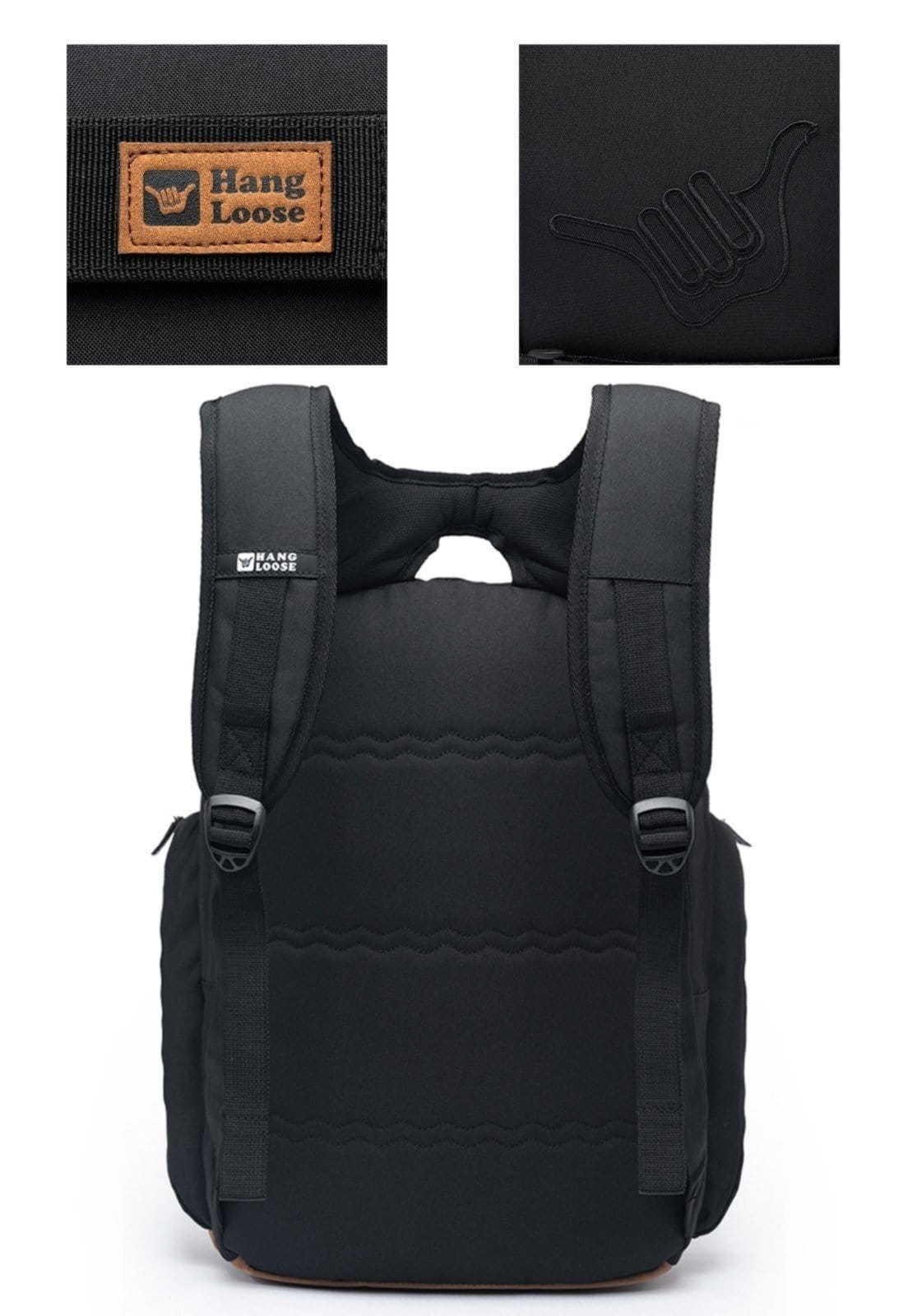 Vista 2 Mochila Masculina Resistente Espaçosa Notebook Hang Loose Original Hang Loose preto