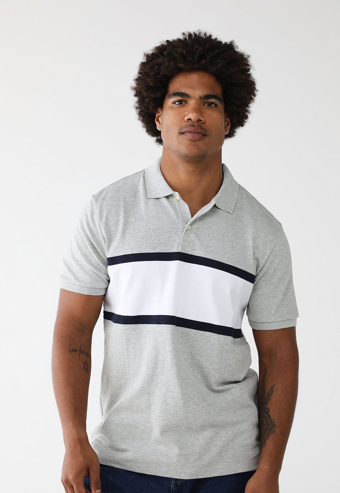 Vista principal Camisa Polo GAP Reta Piquet GAP cinza