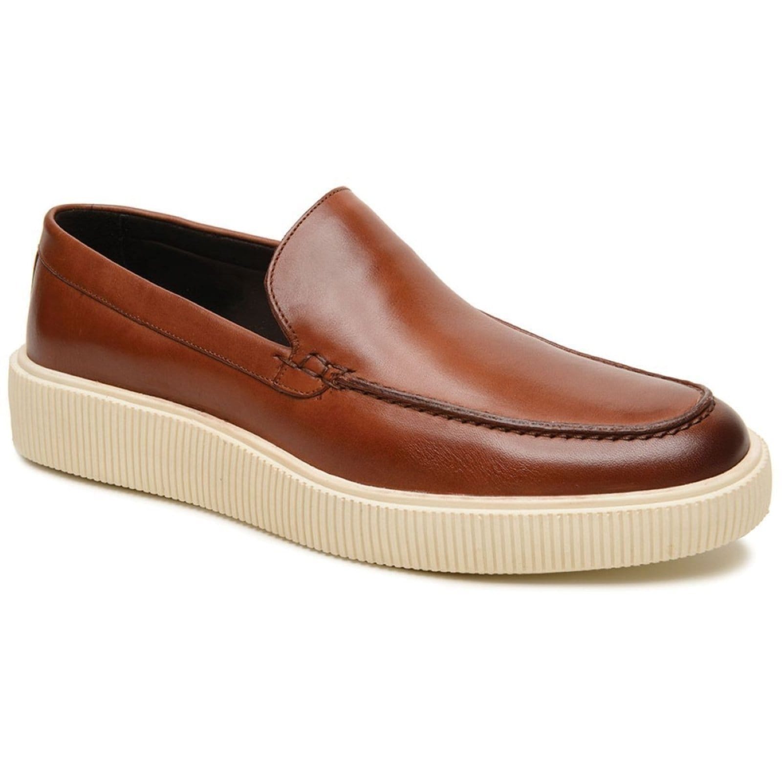 Vista principal Sapato Masculino Casual Veritimo Em Couro Sapatenis Slip On Derby Mocassim Conforto Whisky Veritimo marrom