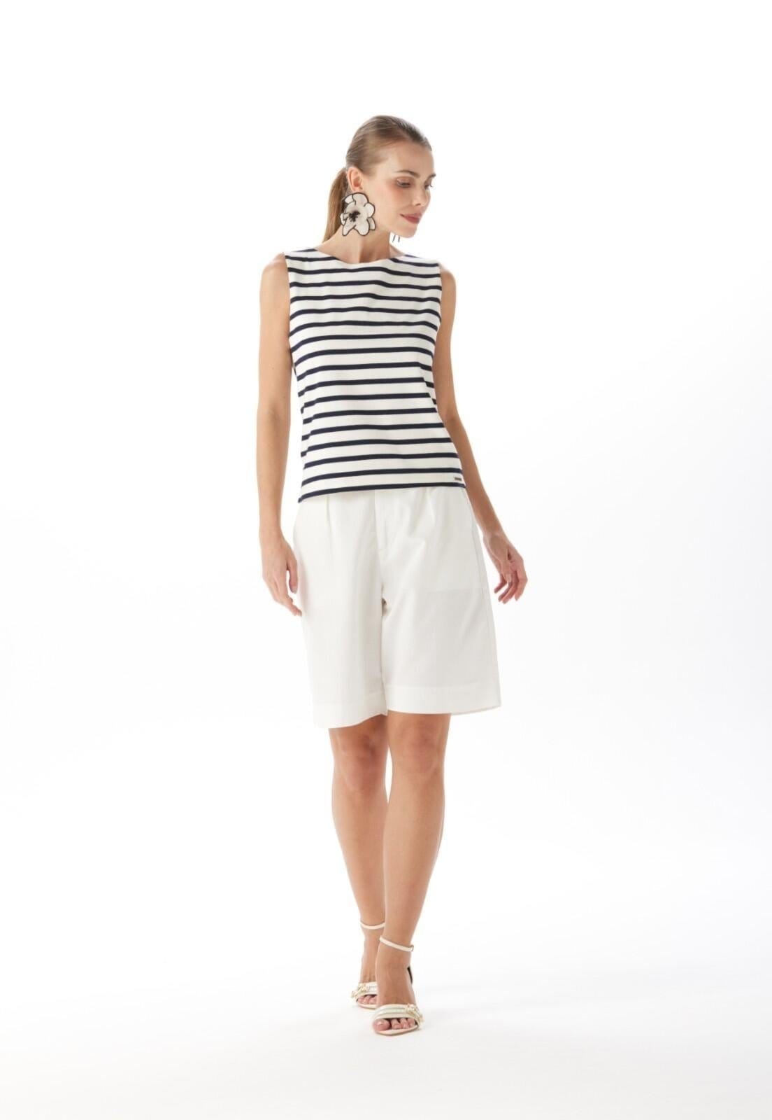 Bermuda Alfaiataria Cintura Alta Traymon - Off White - 34