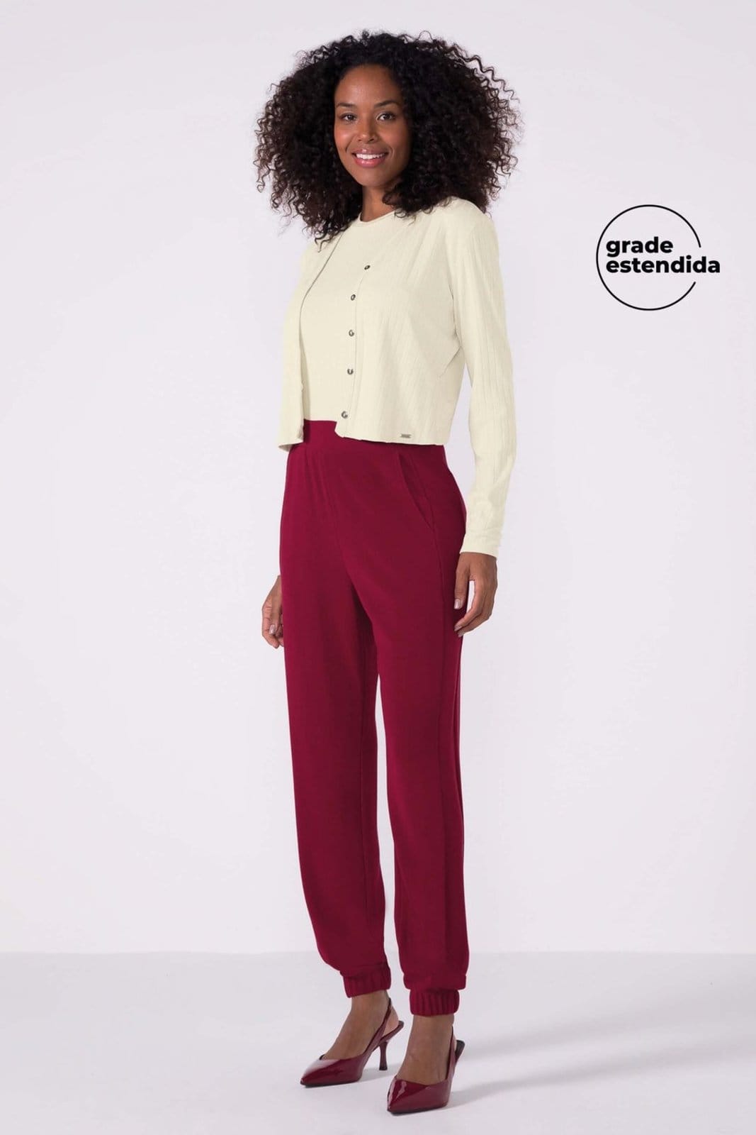 Calça Jogger Feminina Canelada Com Bolsos Marialícia