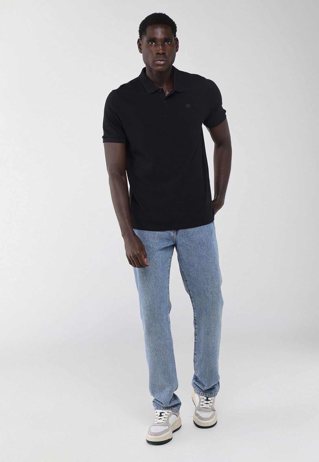 Vista 2 Polo Masculina Fila Regular GT Preta Fila preto