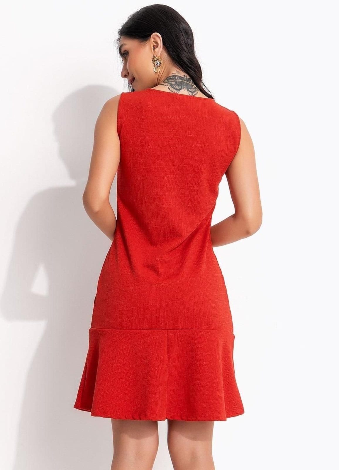 Vista 2 Vestido Em Malha Jacquard Quintess Telha Quintess laranja