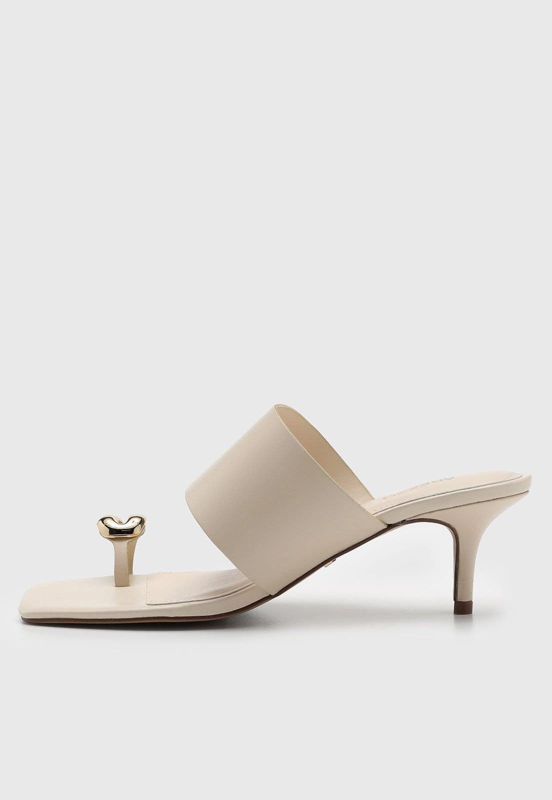 Tamanco Feminino Arezzo Detalhe Metálico Dourado Off White