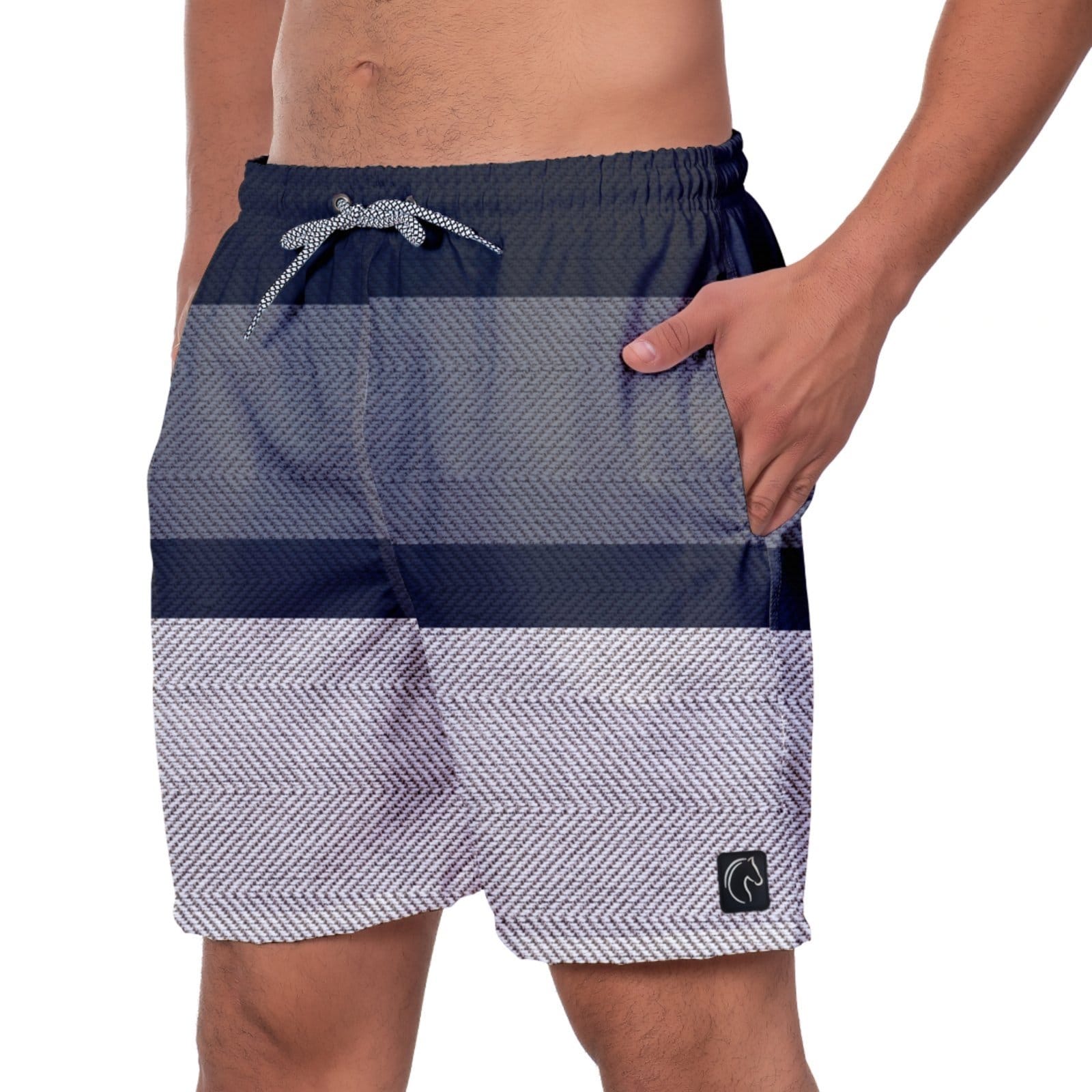 Vista principal Short Praia Premium Masculino Academia Fitness Caminhada Listras Moda Esporte Corrida Estilo Conforto W2 W2 STORE cinza/estampado/grafite/listra/listrado/preto
