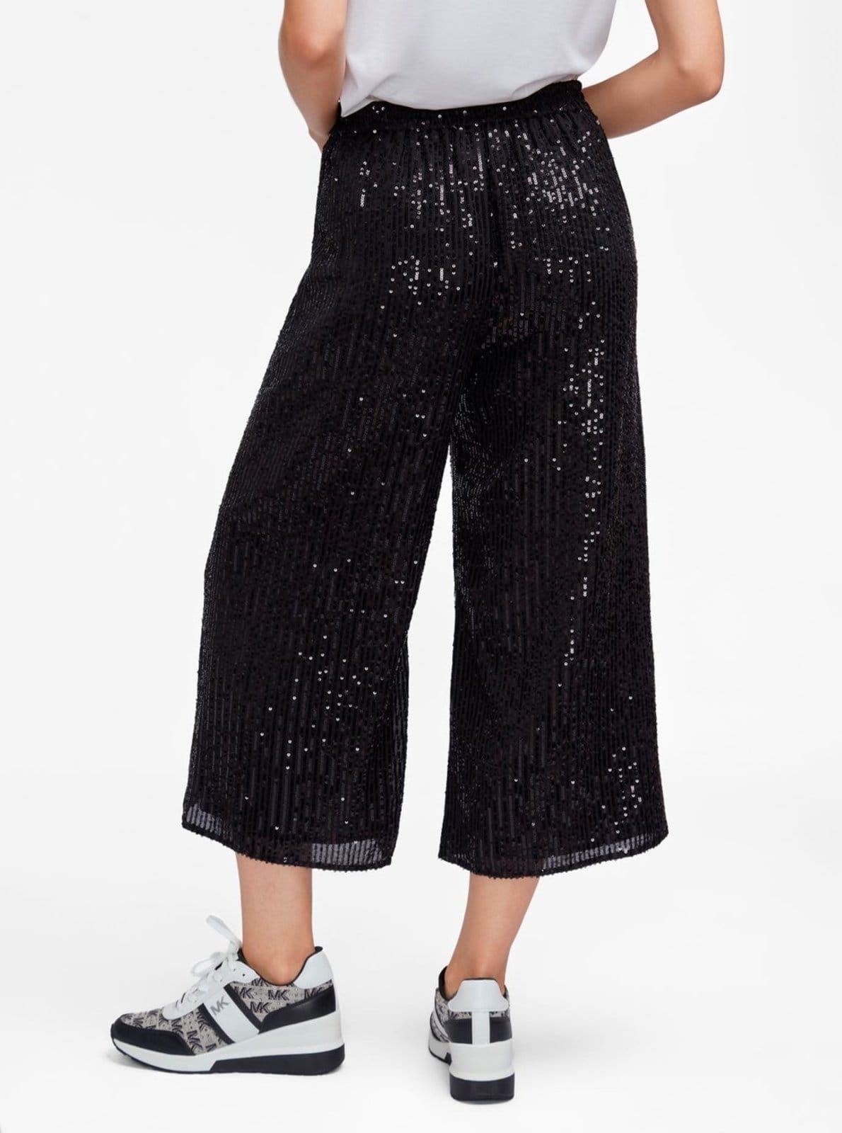 Vista 2 Calça Pantacourt Com Lantejoulas Mh330jfad1001 Michael Kors preto