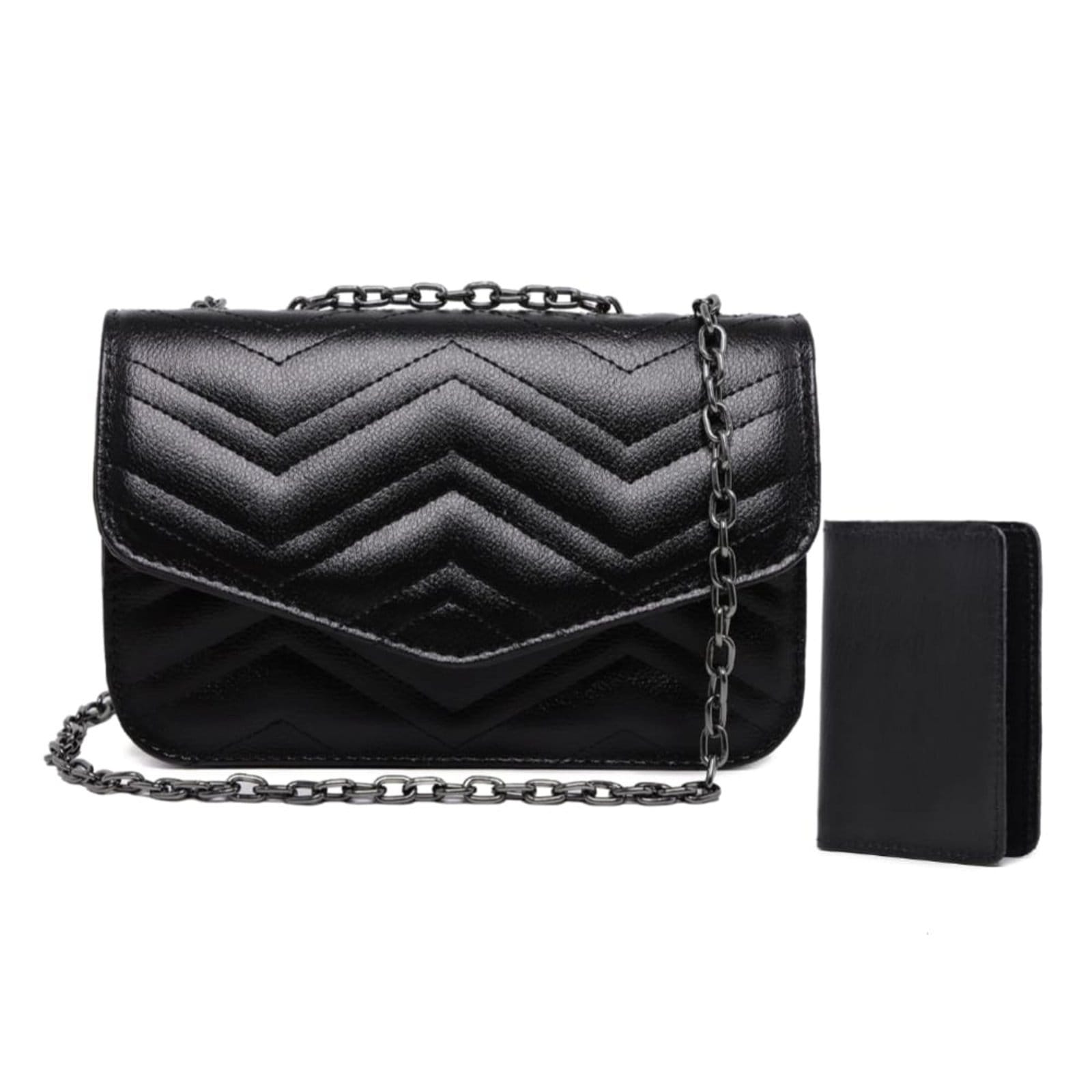 Bolsa Pequena Clutch Carteira Preta Kit Moda Feminina Festa Casual Alça Ombro