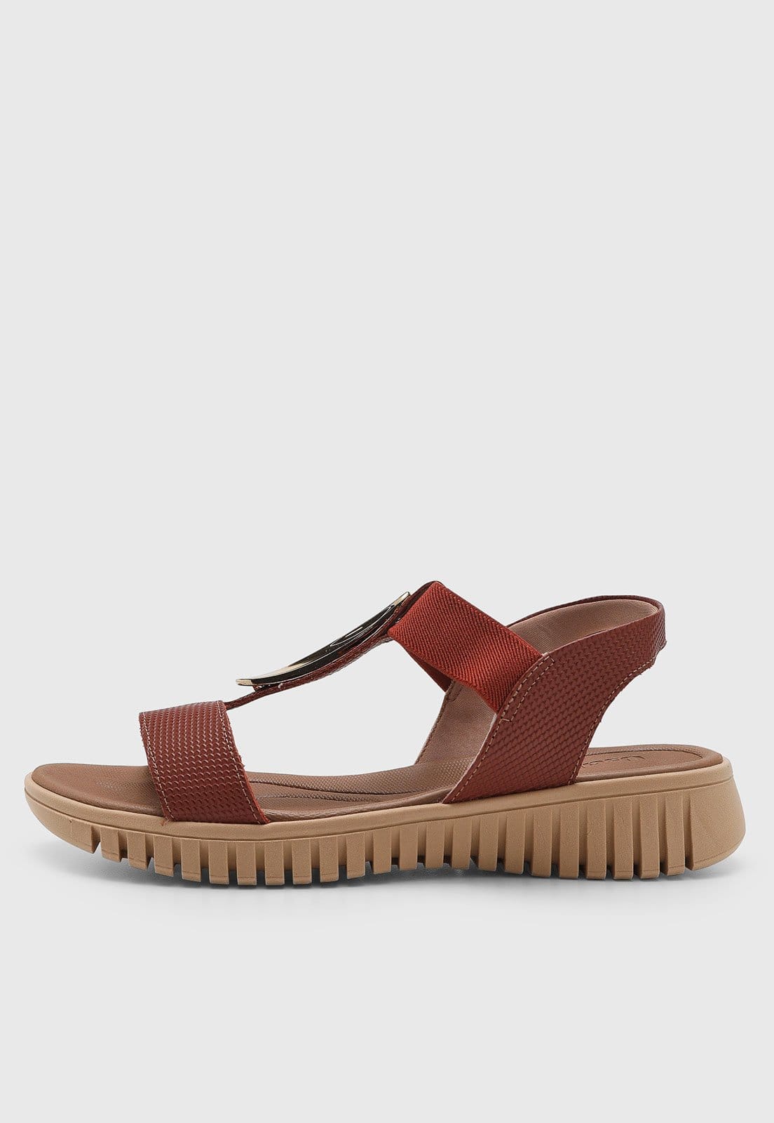 Sandália Feminina Usaflex Salto Baixo Detalhe Metalizado Terracota