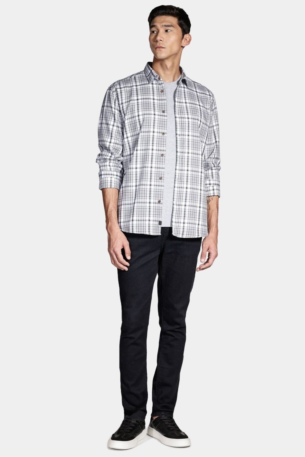 Vista 2 Camisa Aramis Manga Longa Regular Maxi Xadrez Aramis branco