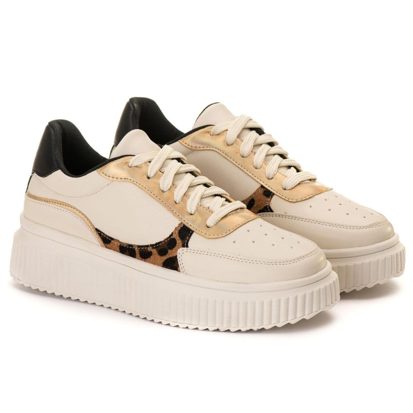 Vista principal Tenis Creper Feminino Casual Conforto Off White Estilo Shoes off-white white